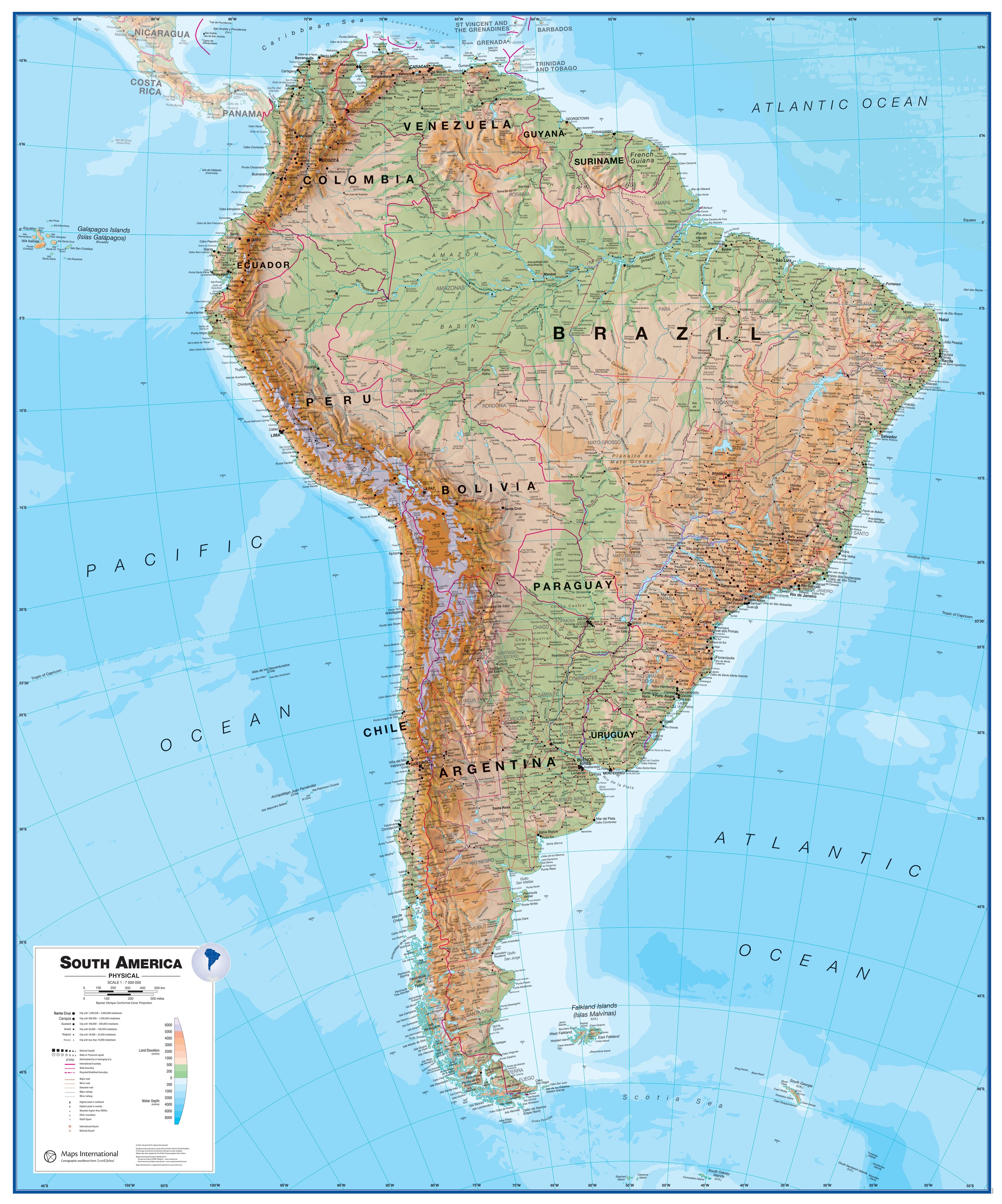 CT00412_LS_LAMIN - South America Wall Map Physical