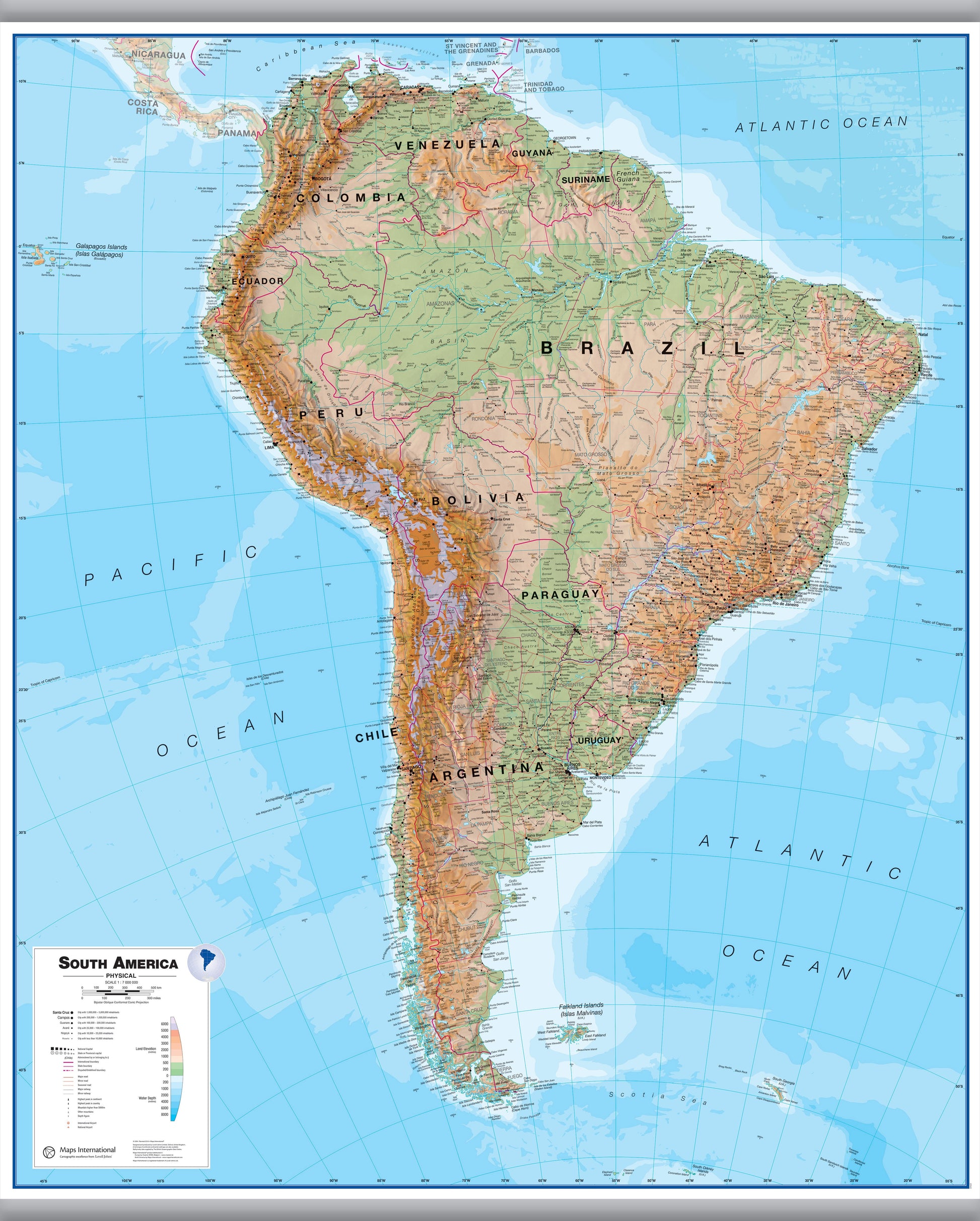 CT00412_LS_CANHB - South America Wall Map Physical