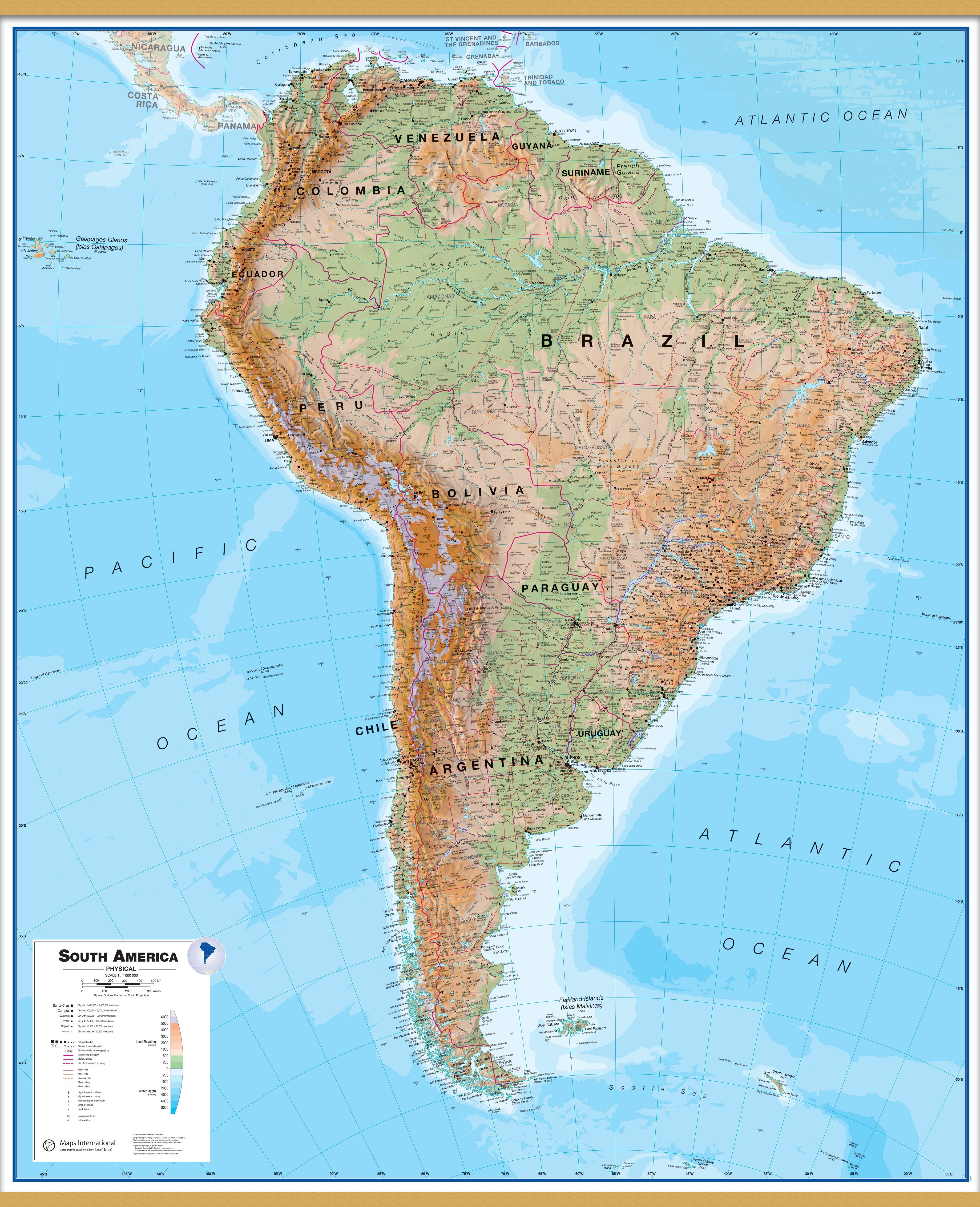 CT00412_LS_LWDHB - South America Wall Map Physical