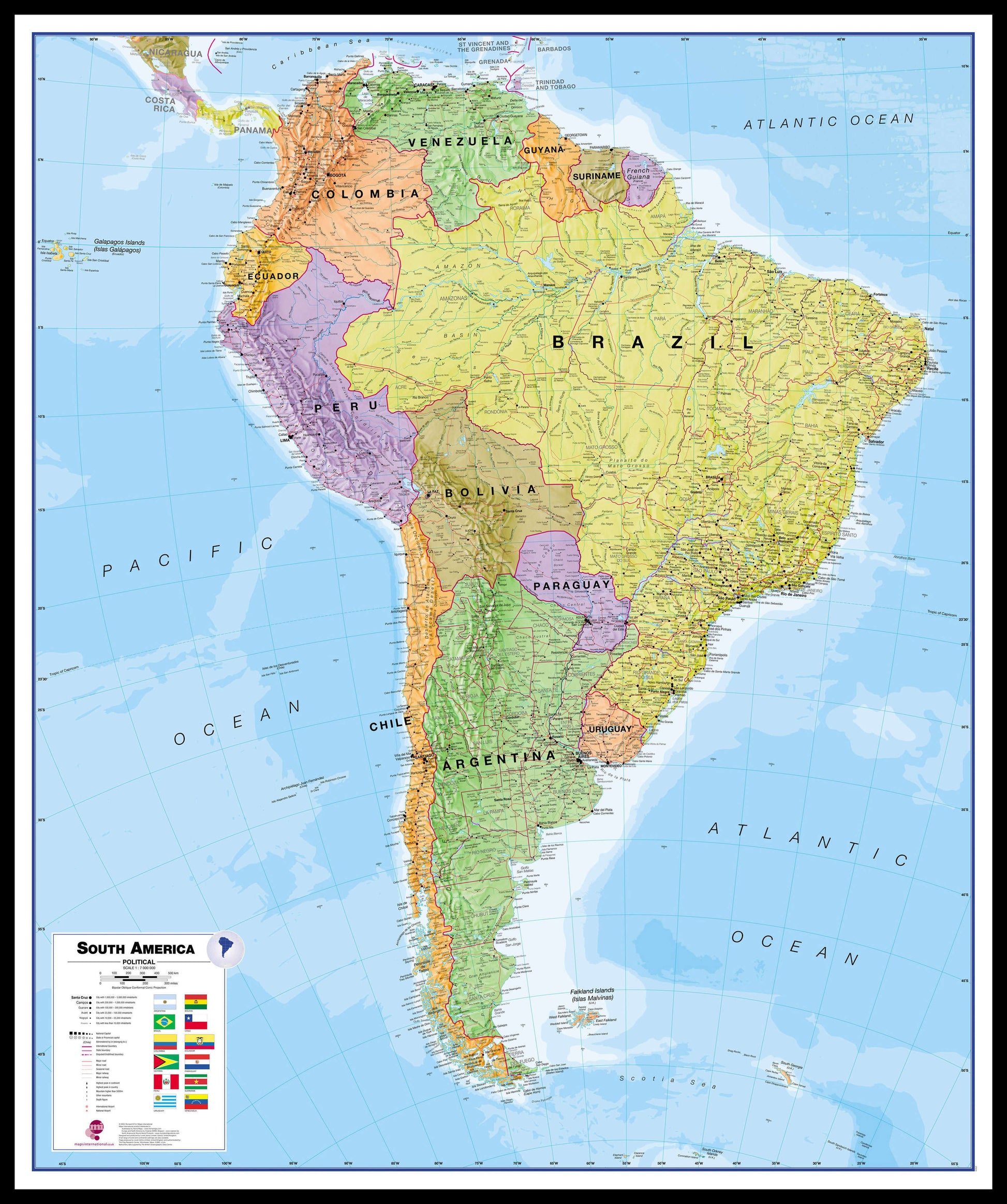 CT00019_H_LBDBL - South America Wall Map Political