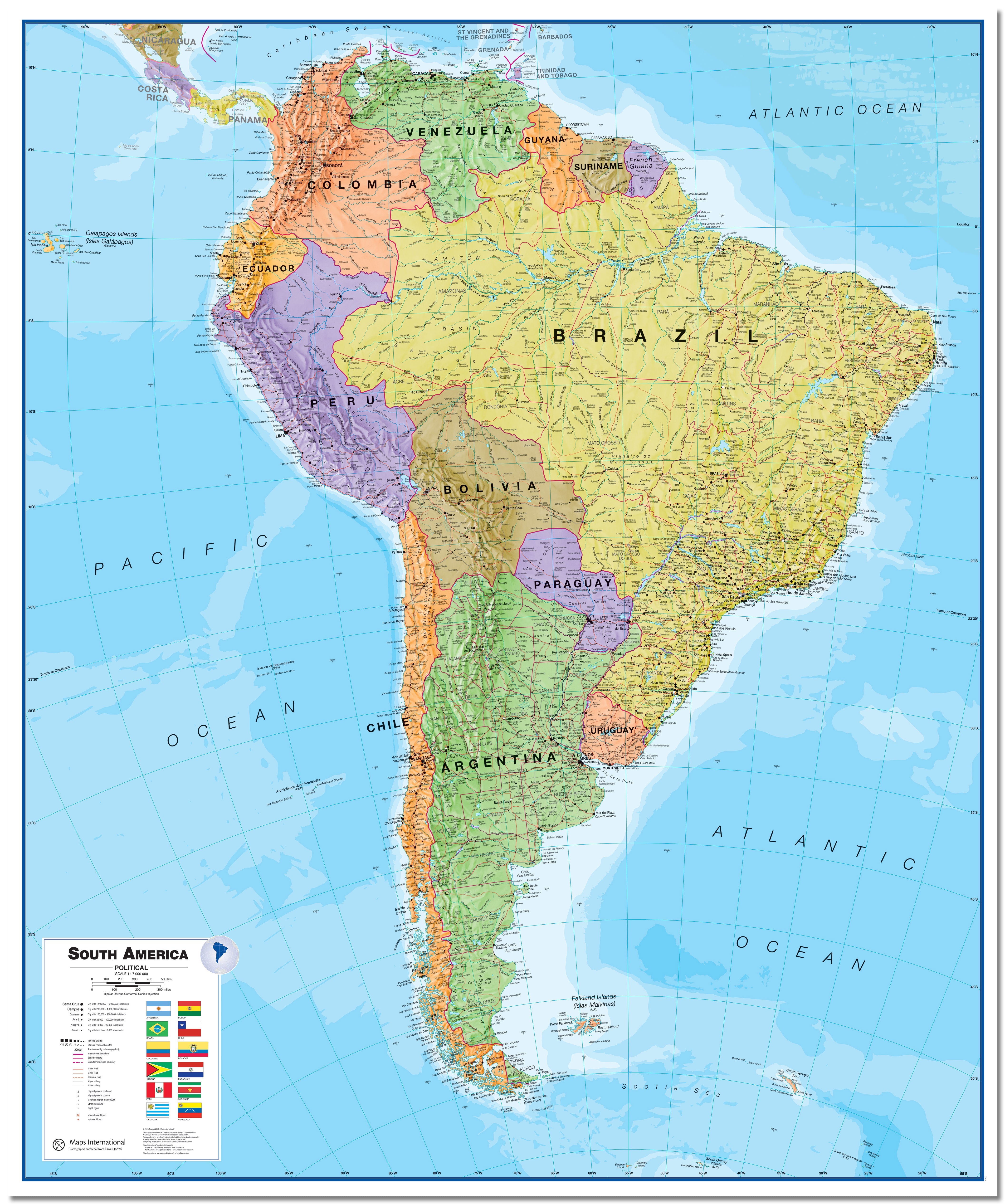 CT00019_LS_LMBRD - South America Wall Map Political