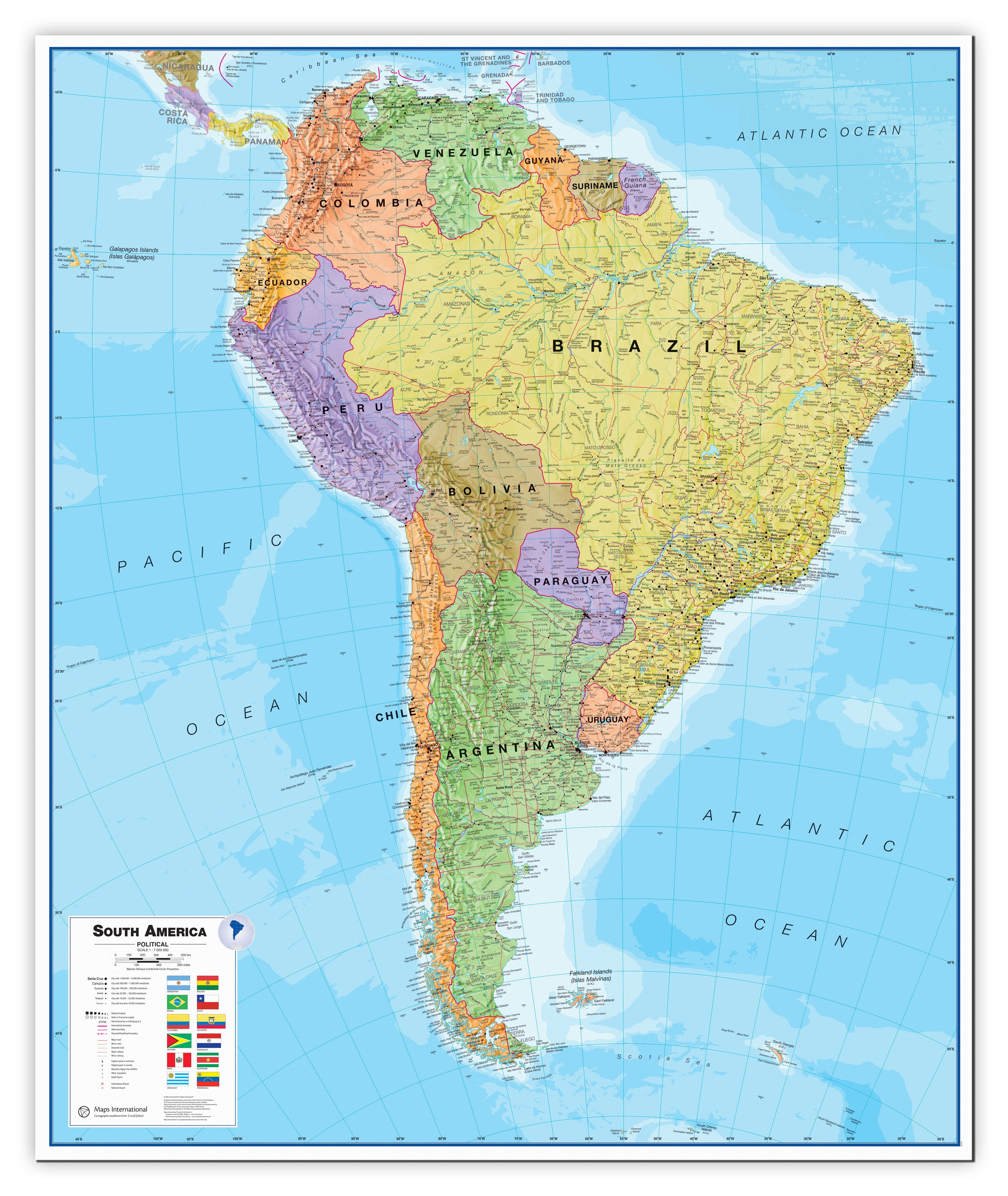 CT00019_LS_CANVA - South America Wall Map Political