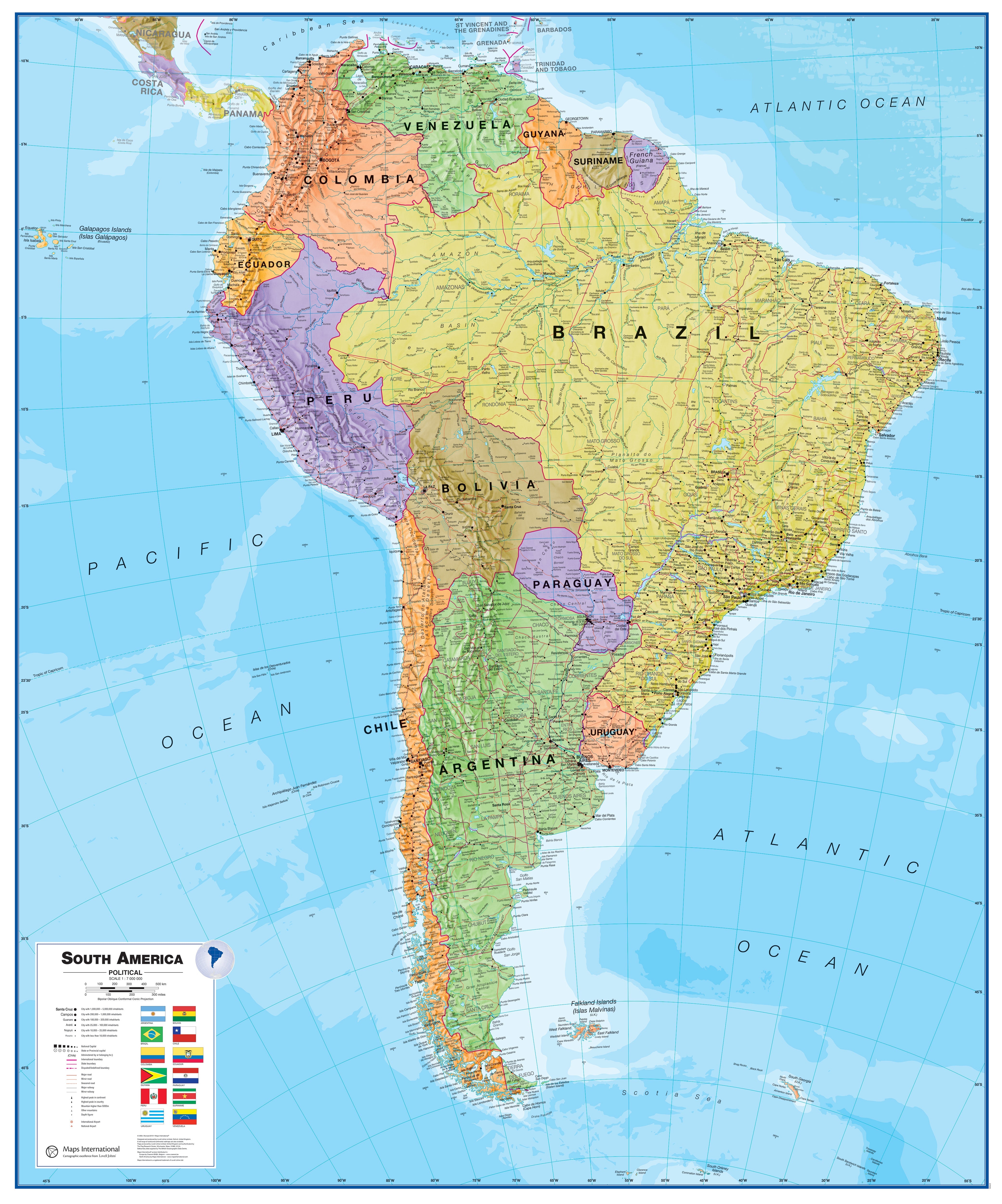 CT00019_LS_PAPER - South America Wall Map Political