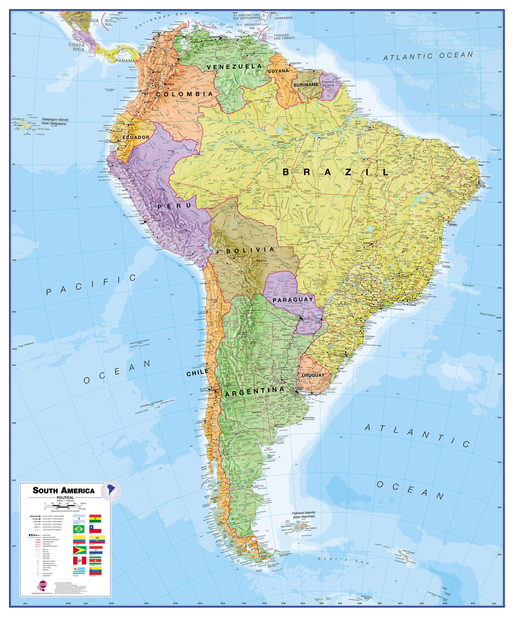 CT00019_L_CANRL - South America Wall Map Political