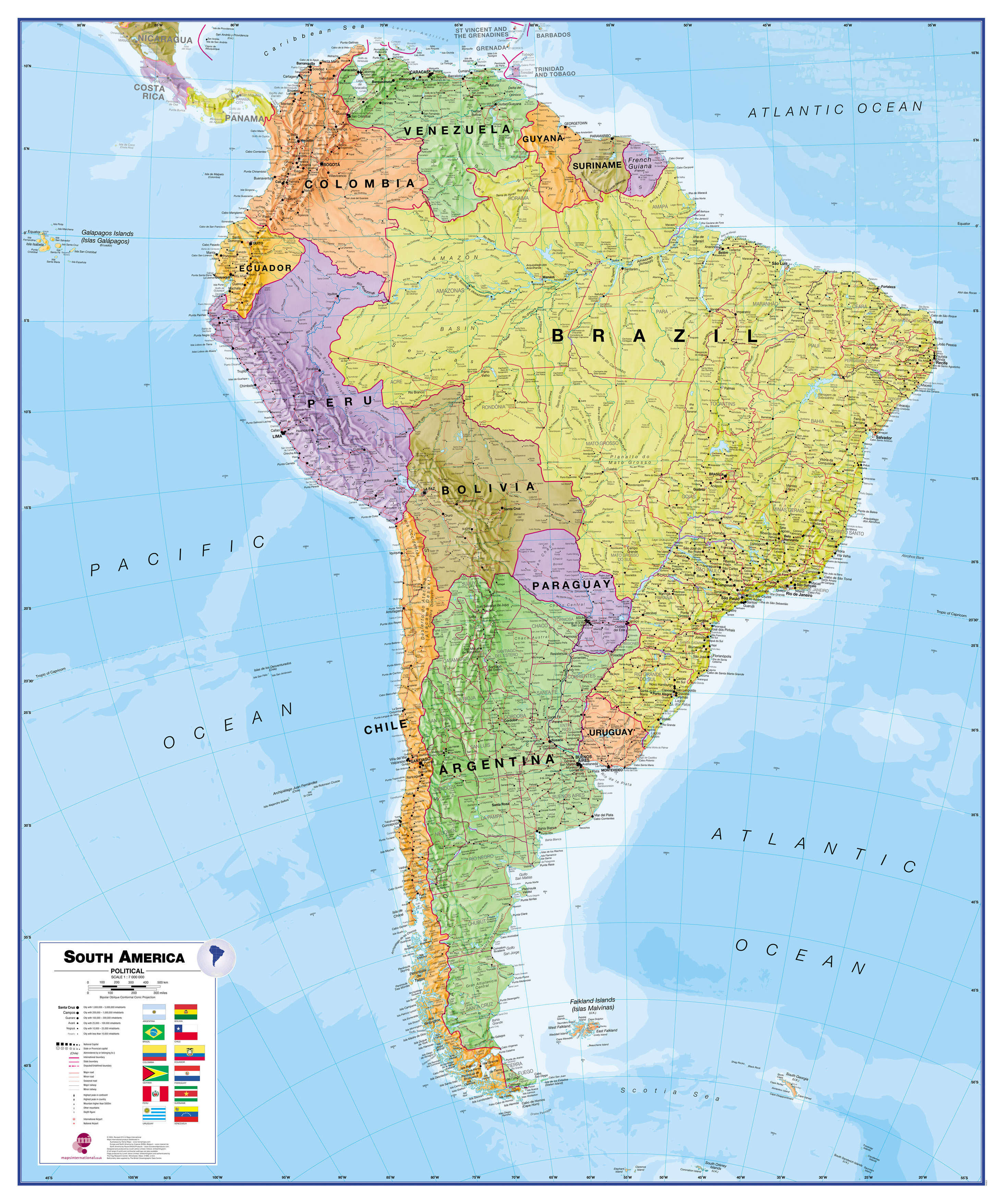 CT00019_L_CANRL - South America Wall Map Political