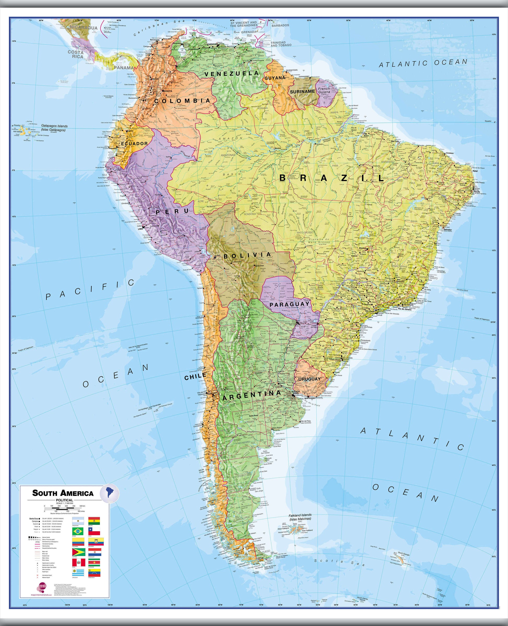CT00019_L_CANHB - South America Wall Map Political