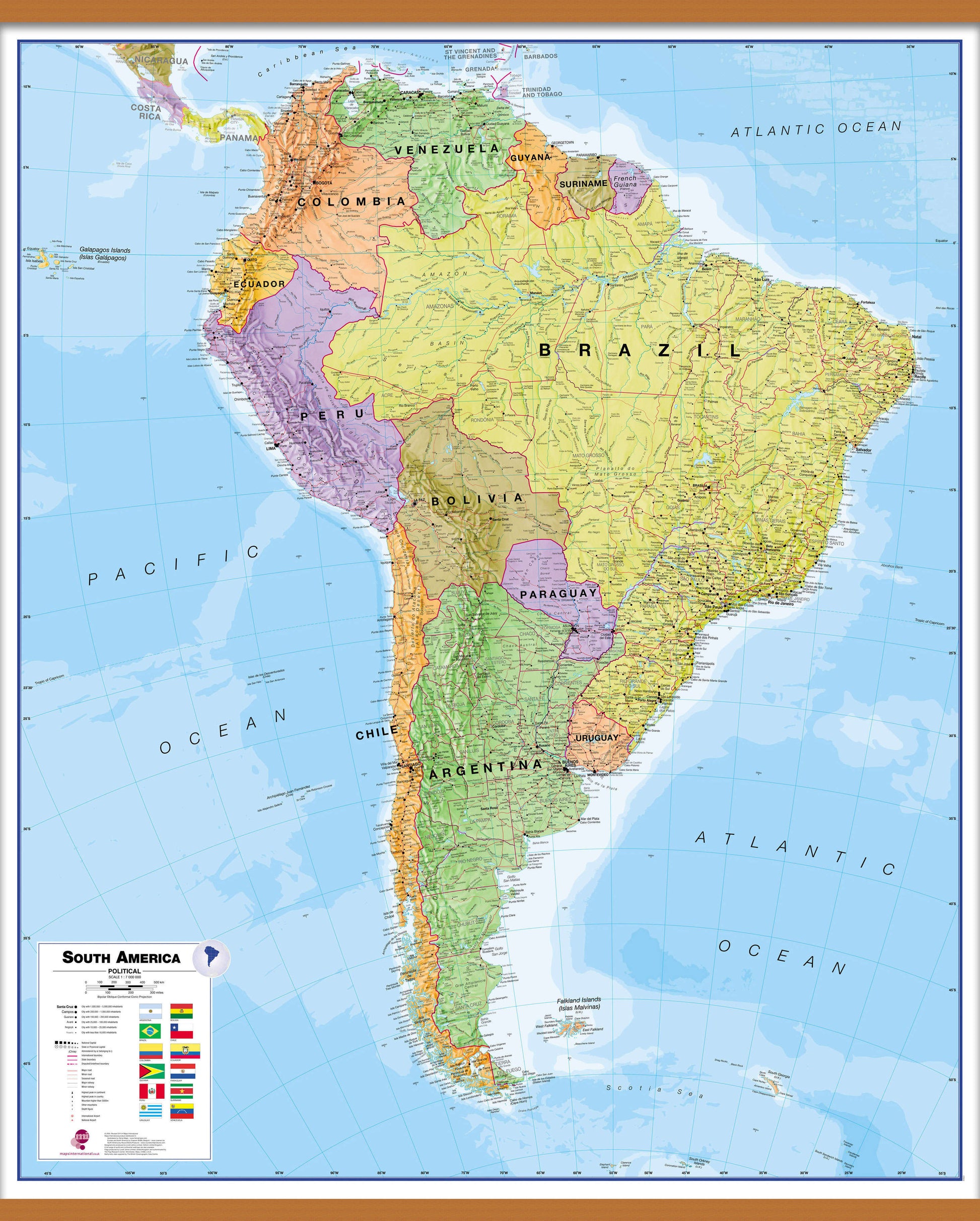 CT00019_L_CWDHB - South America Wall Map Political
