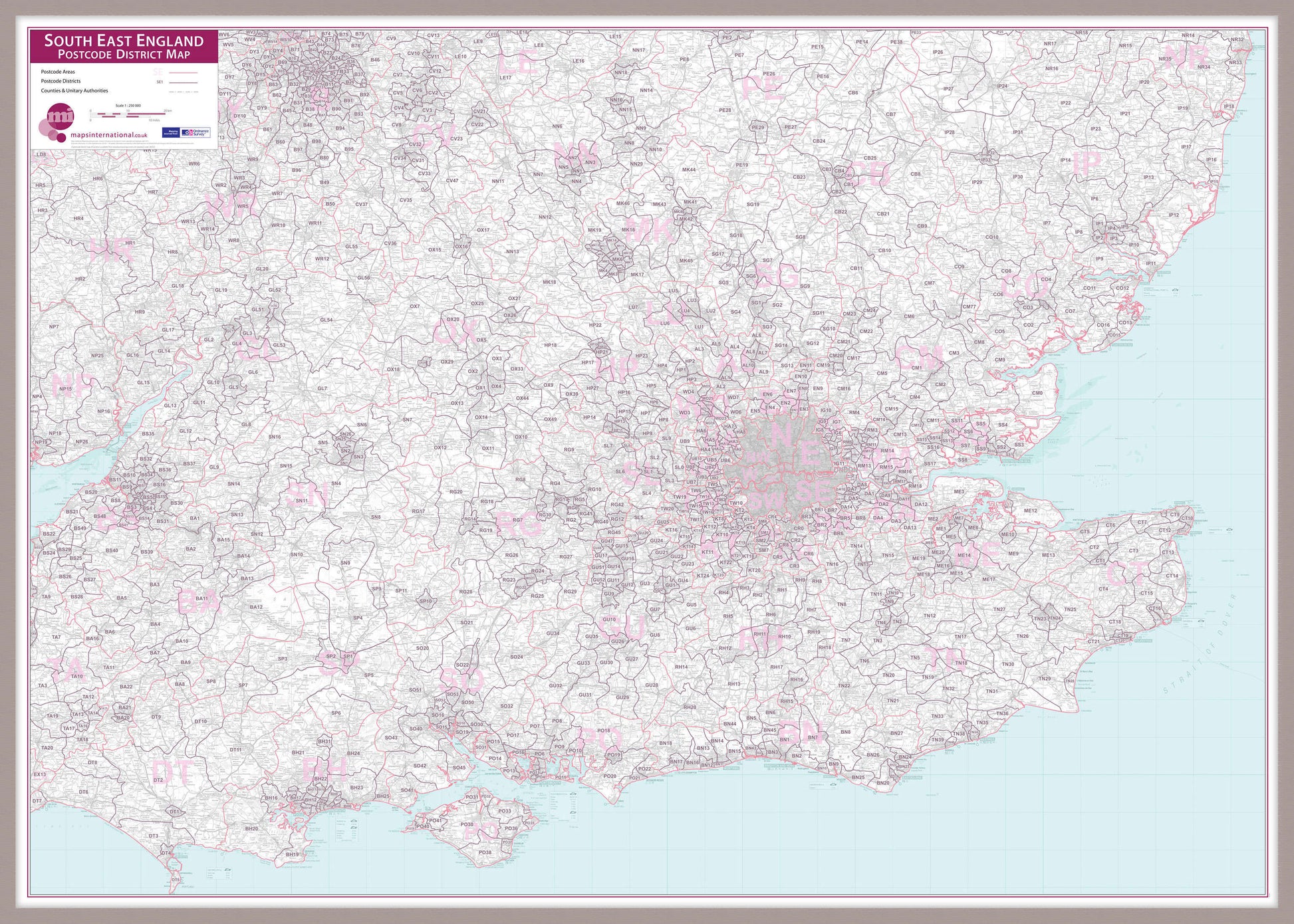 UK00036_L_MGFAL - South East England Postcode District Map