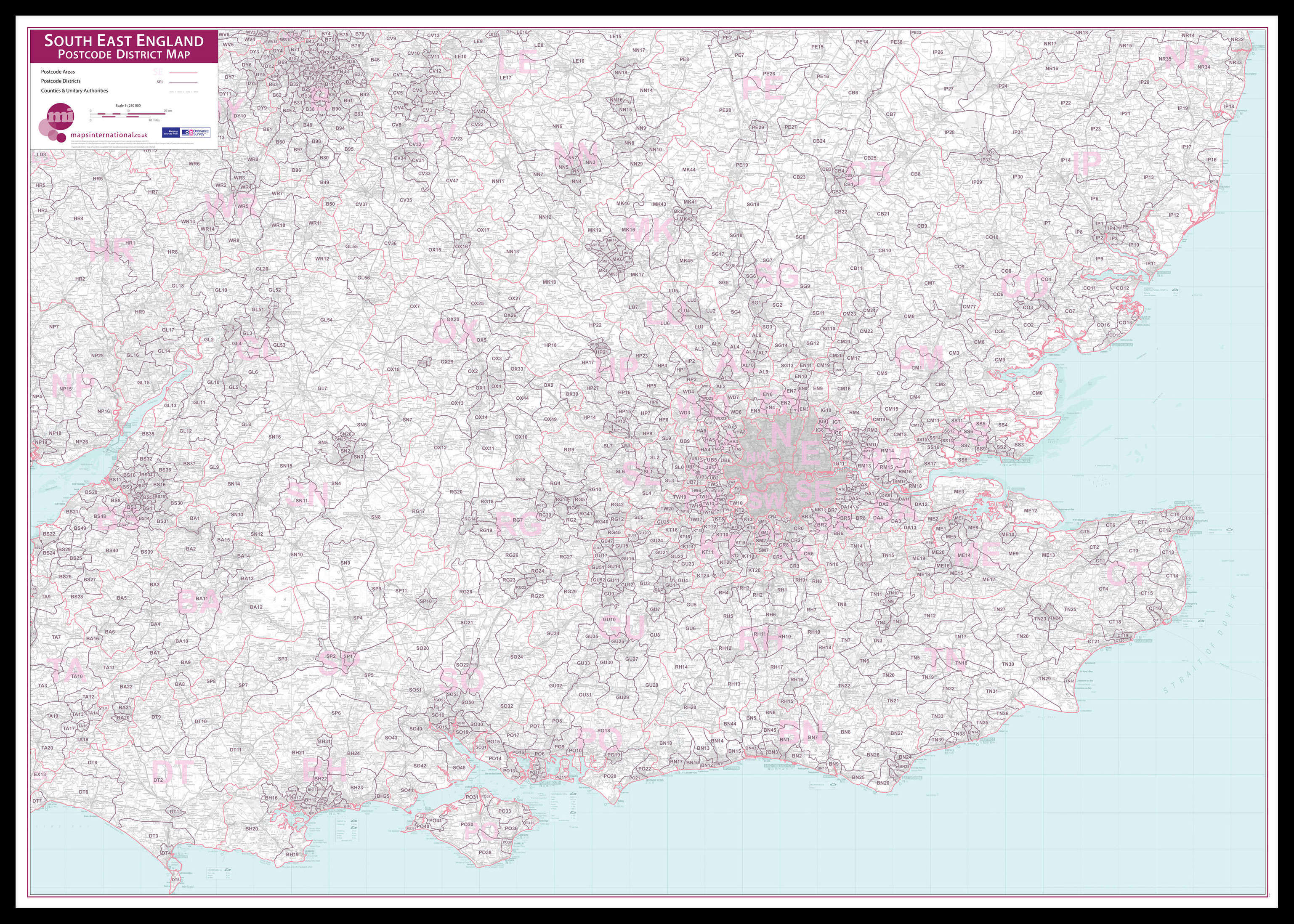 UK00036_L_LBDBL - South East England Postcode District Map