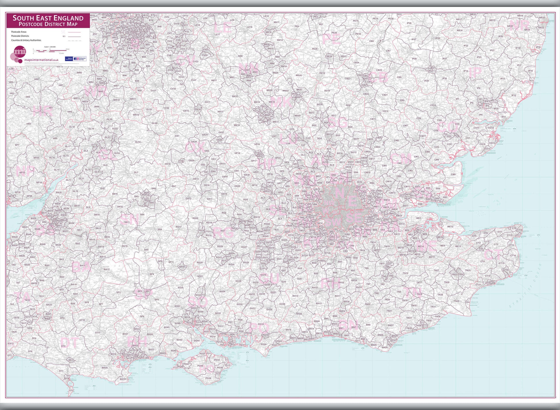 UK00036_L_LAMHB - South East England Postcode District Map
