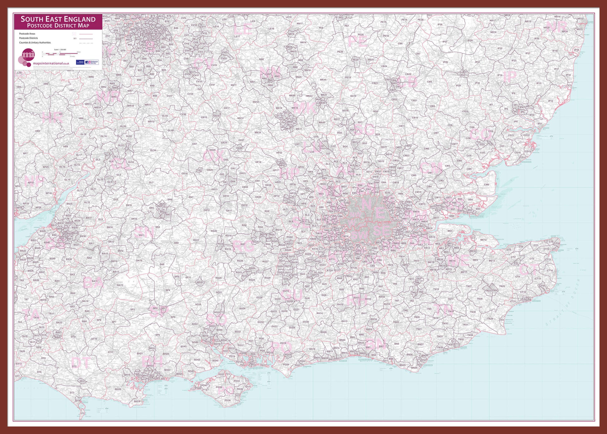 UK00036_L_LBDOK - South East England Postcode District Map