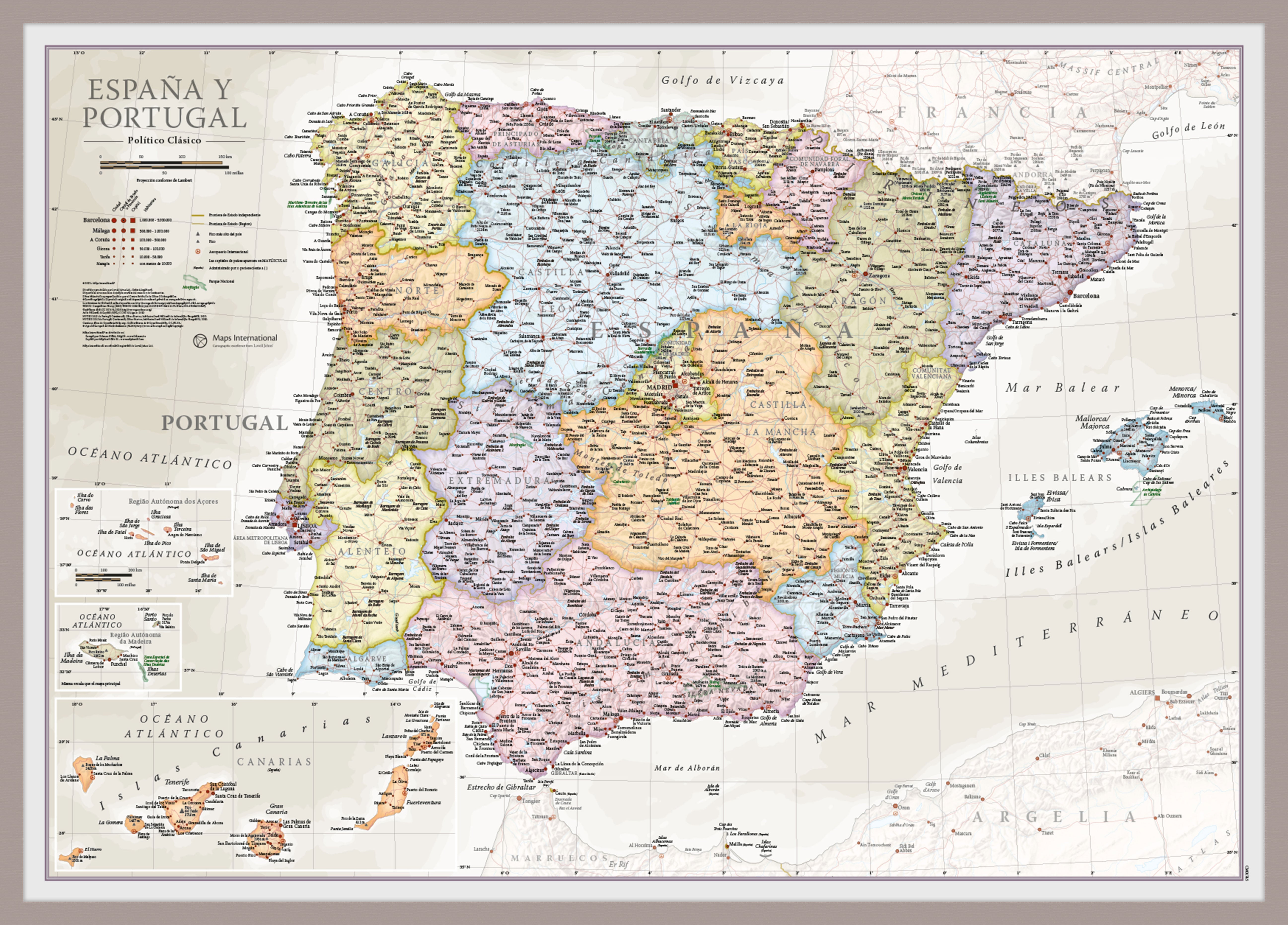 CM01745_S_PINAL - Spain and Portugal Classic Wall Map
