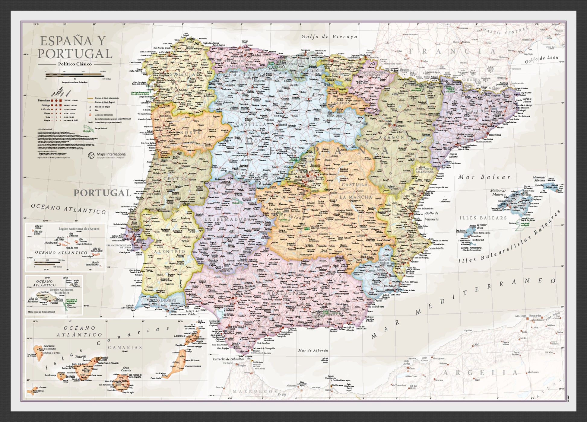 CM01745_S_WDBLA - Spain and Portugal Classic Wall Map