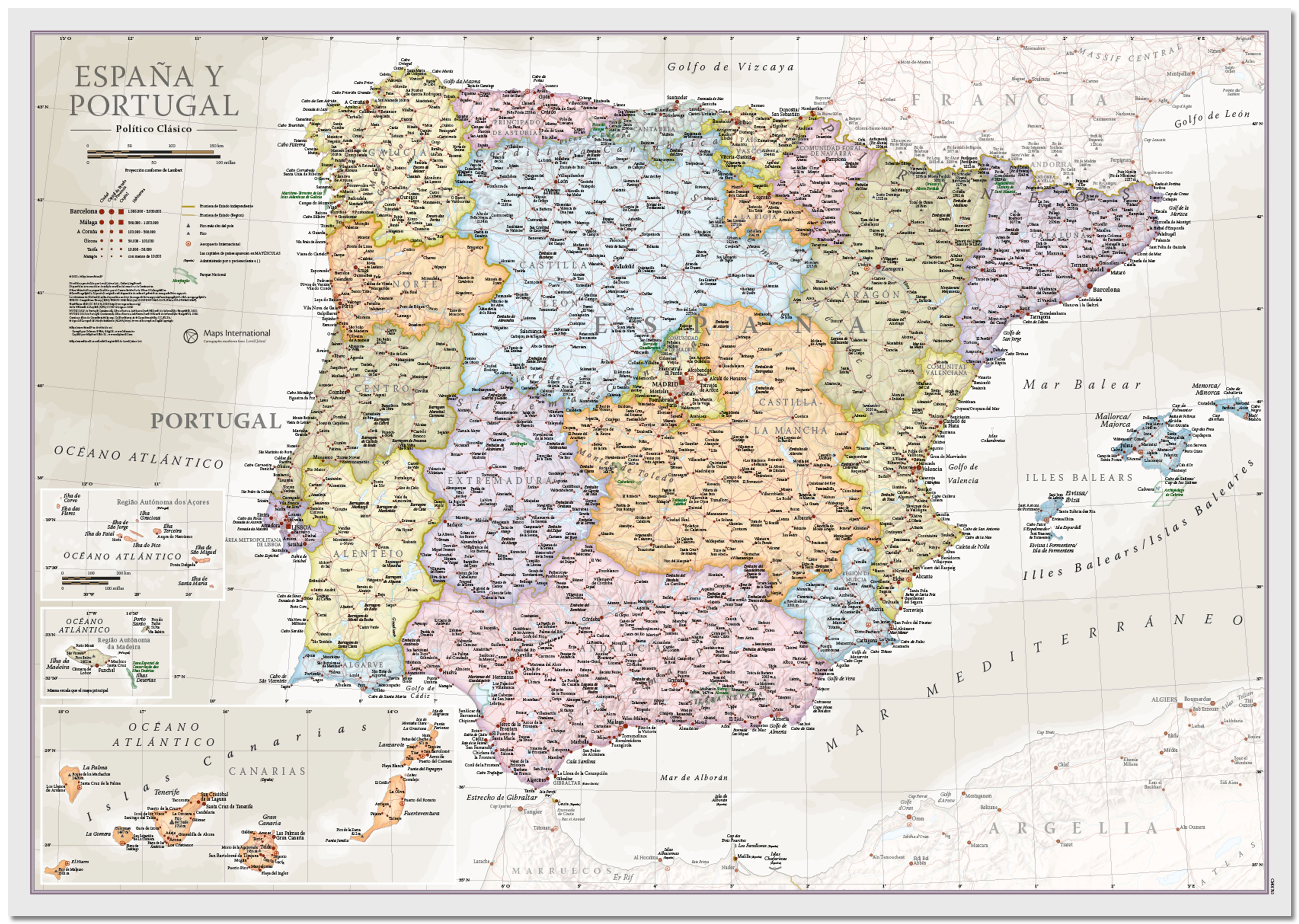 CM01745_L_LMBRD - Spain and Portugal Classic Wall Map