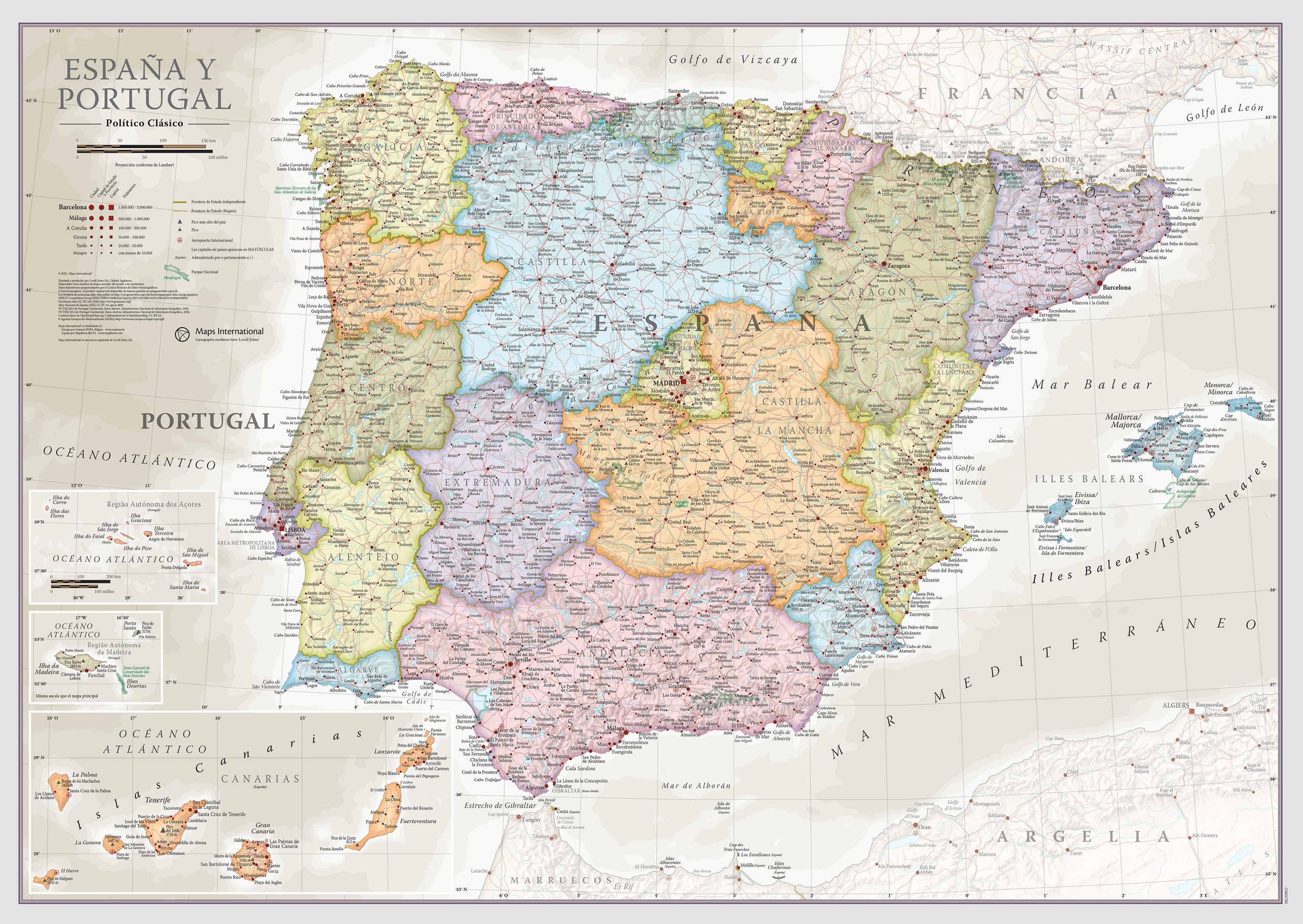 CM01745_M_CANHB - Spain and Portugal Classic Wall Map