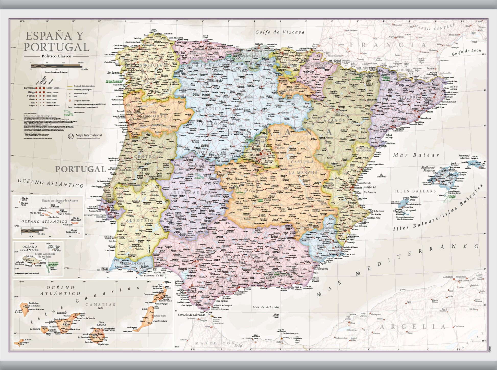 CM01745_M_LAMHB - Spain and Portugal Classic Wall Map