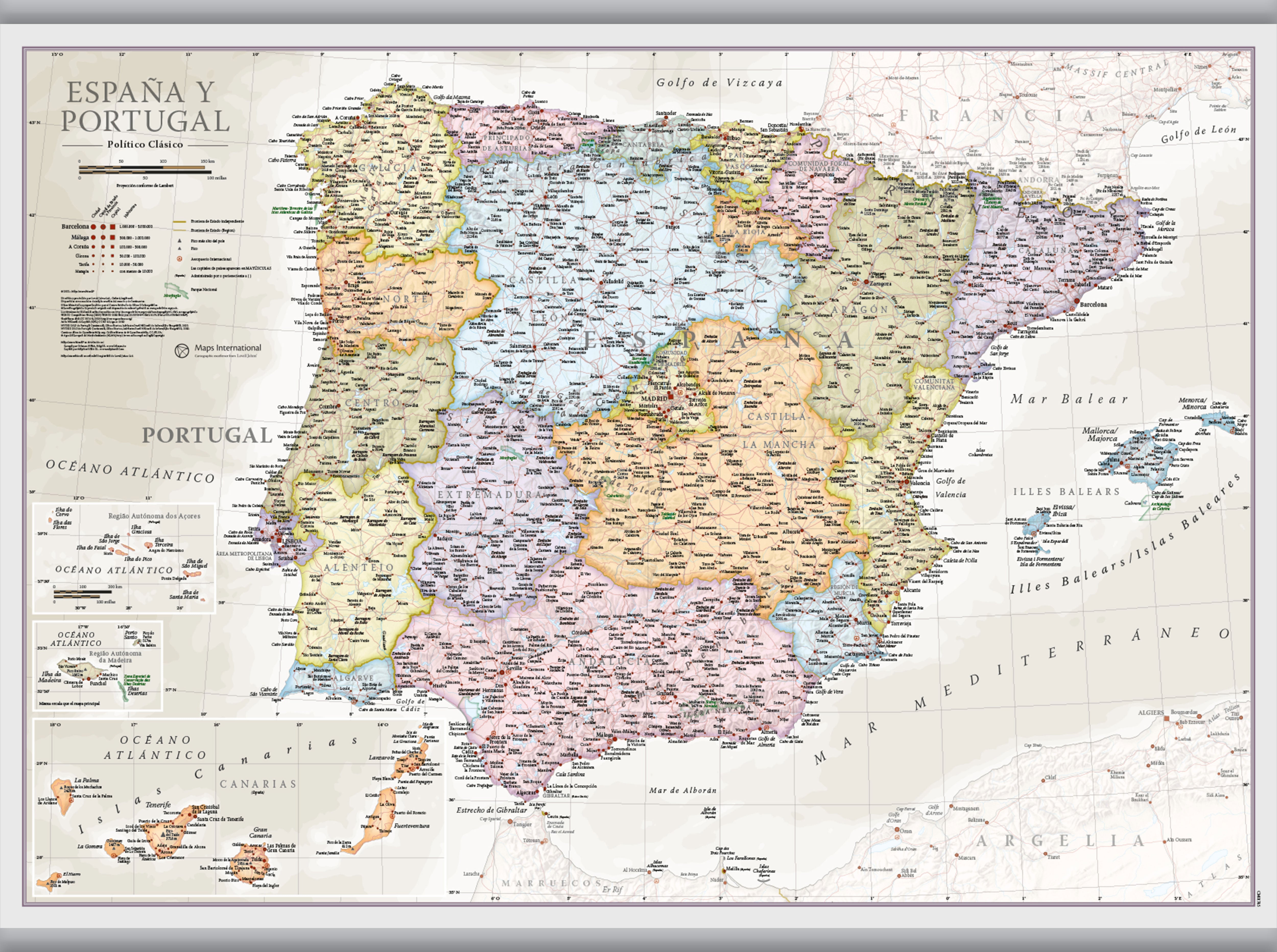 CM01745_S_LAMHB - Spain and Portugal Classic Wall Map
