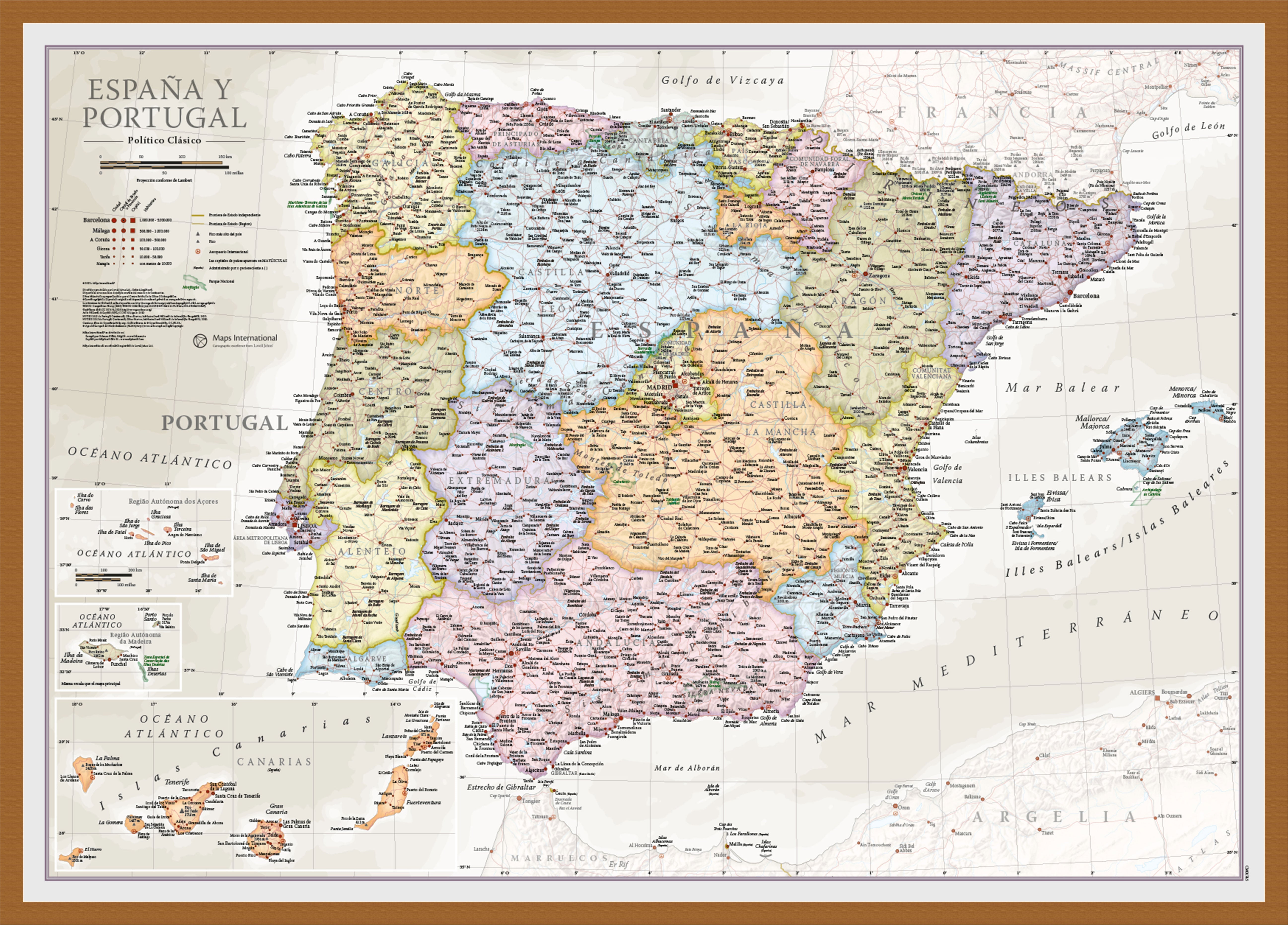 CM01745_L_WDTEA - Spain and Portugal Classic Wall Map