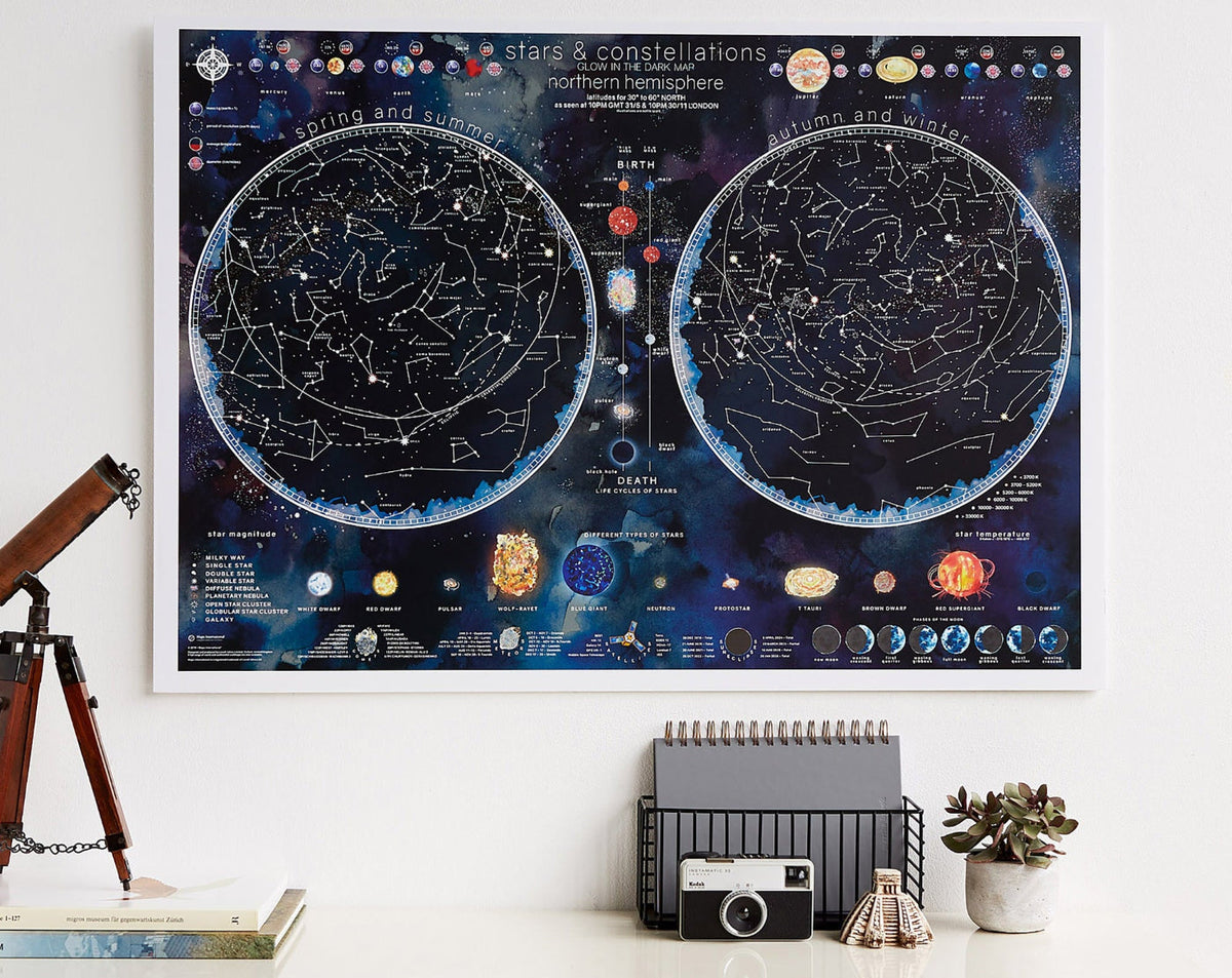 WM01680_M_SILKP Stars Constellations Glow Map