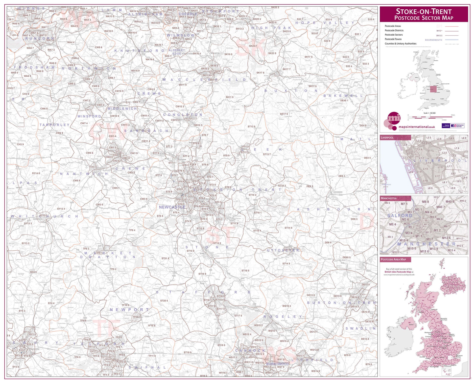 UK00786_L_PAPER Stoke on Trent Postcode Sector Map