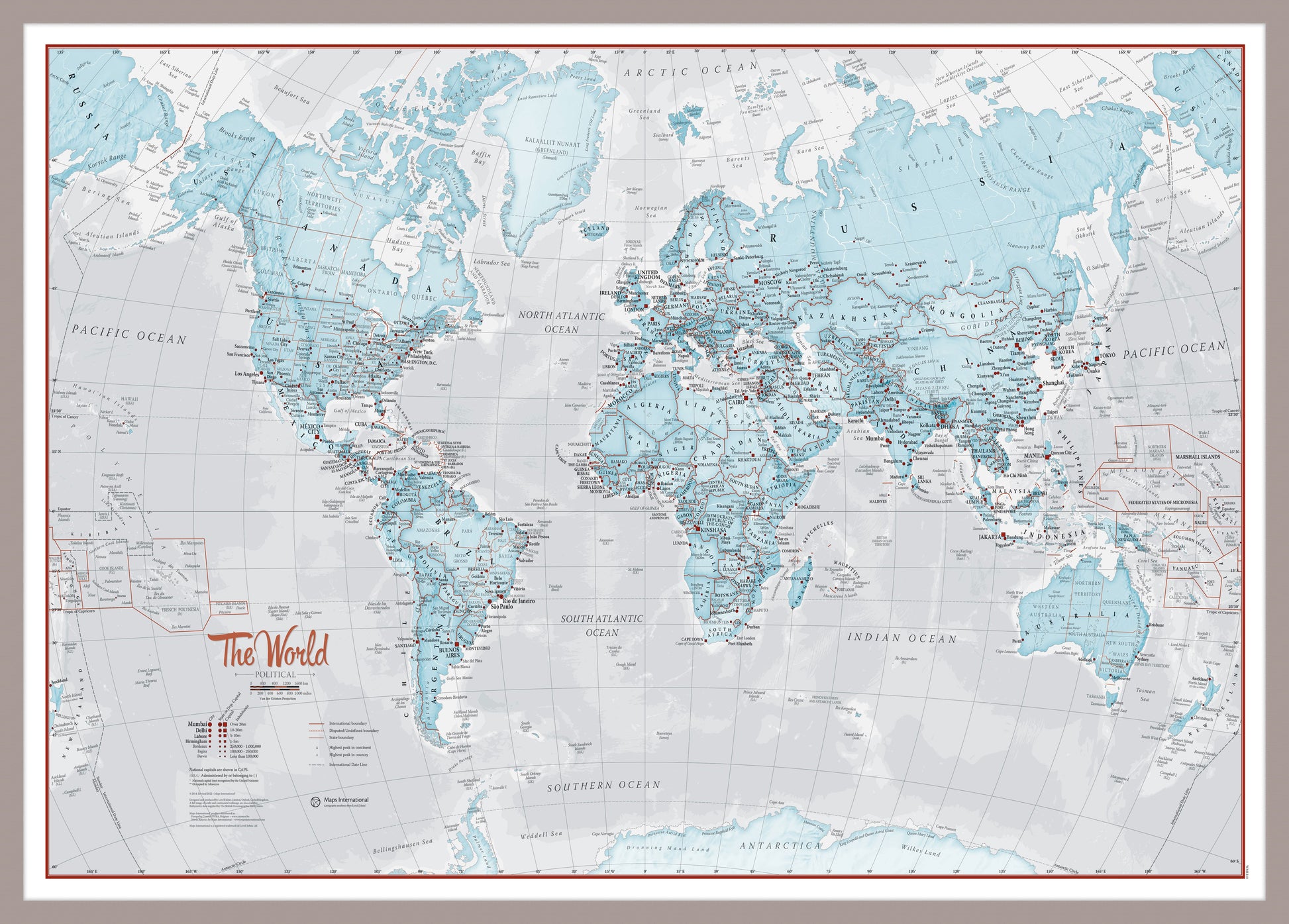 WM01226_M_PINAL - The World Is Art - Wall Map Aqua