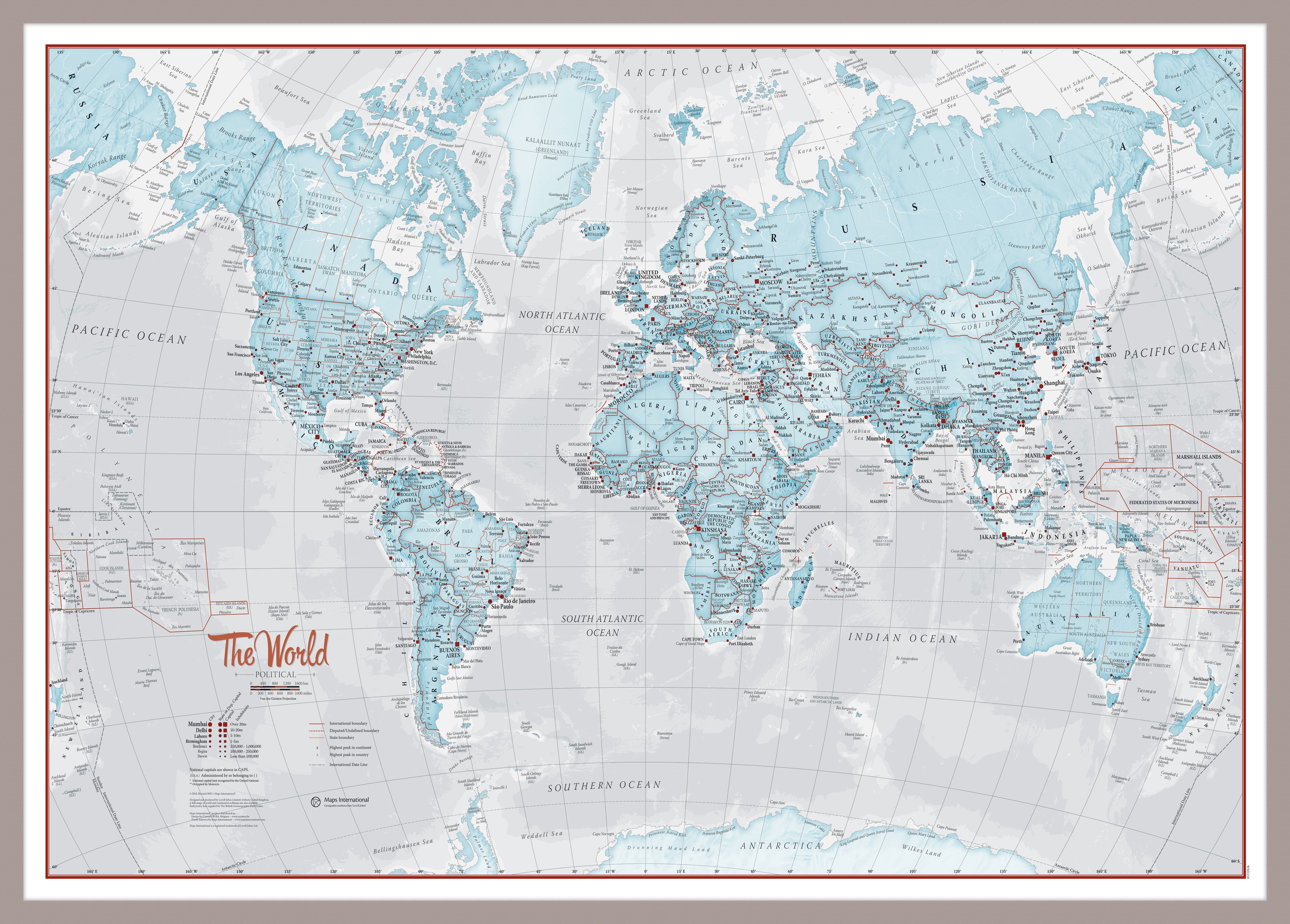 WM01226_M_PINAL - The World Is Art - Wall Map Aqua