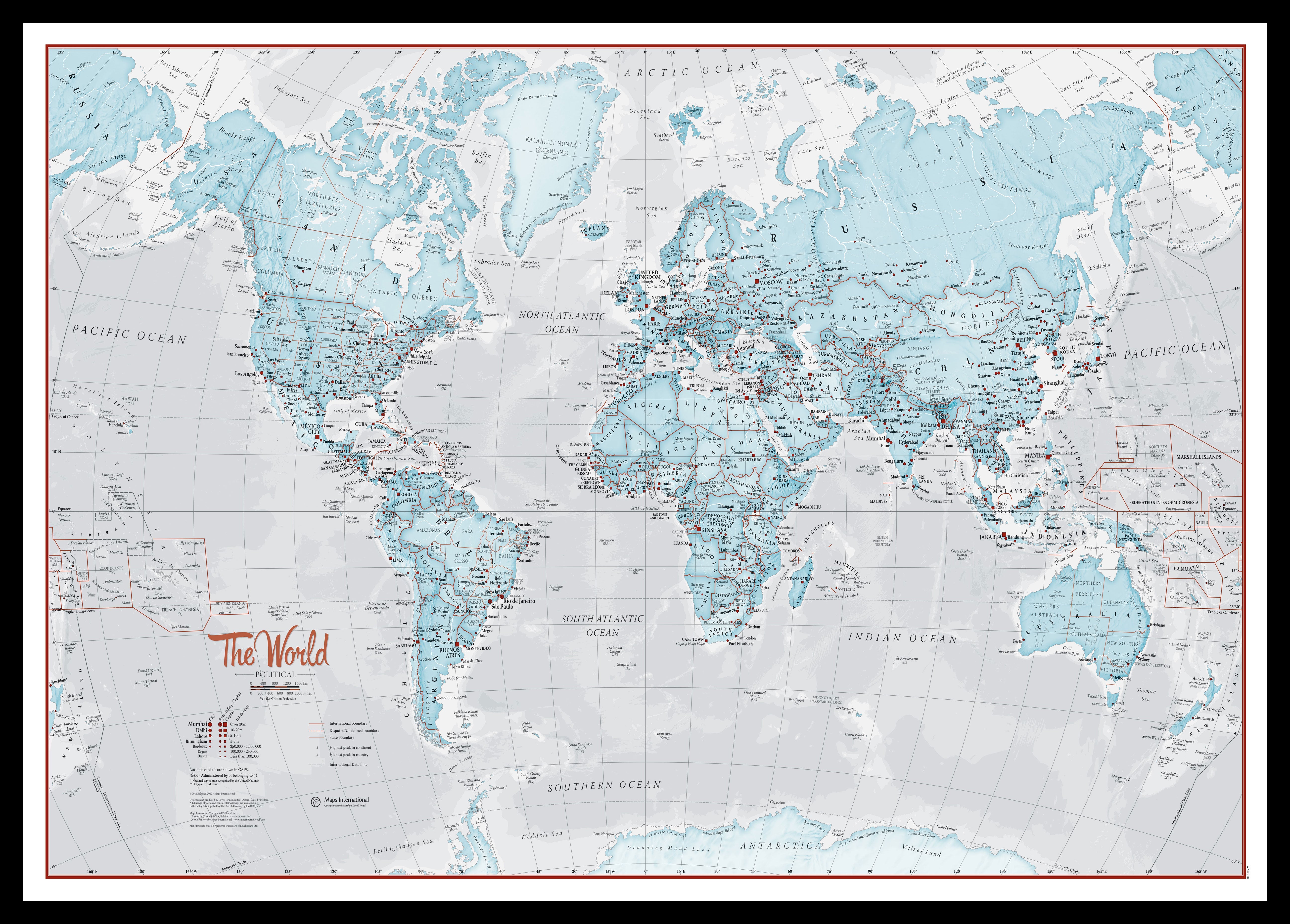 WM01226_M_PINBL - The World Is Art - Wall Map Aqua