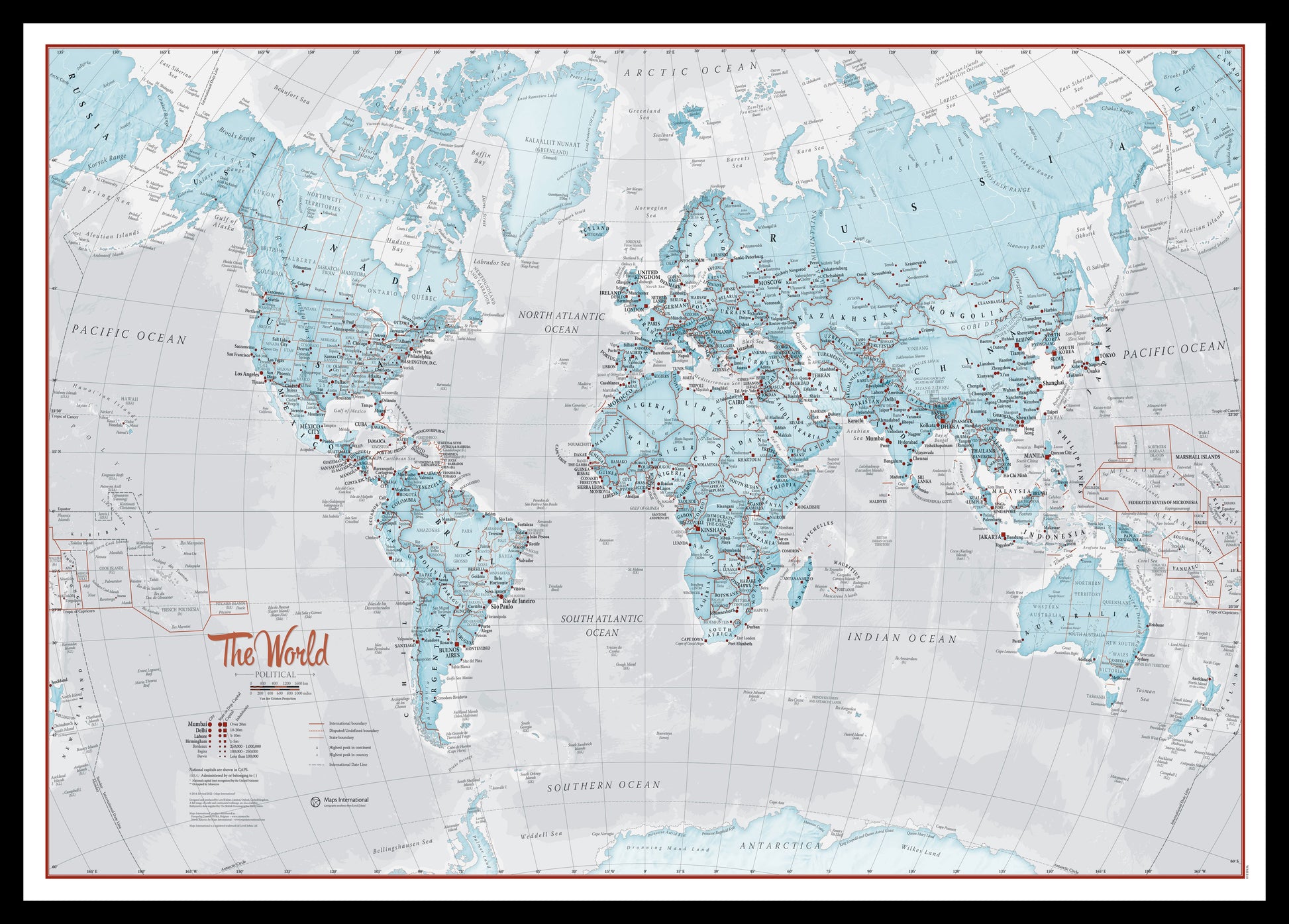 WM01226_M_PINBL - The World Is Art - Wall Map Aqua