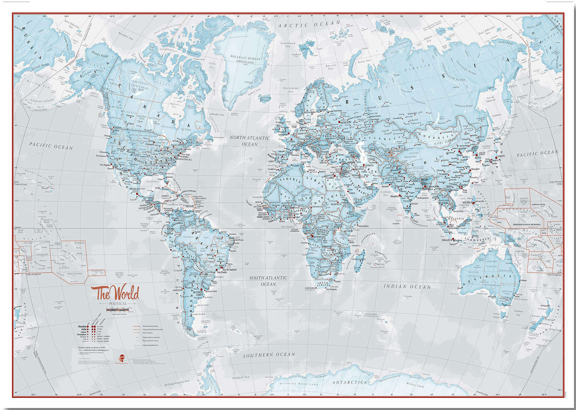 WM01226_S_PNBRD - The World Is Art - Wall Map Aqua
