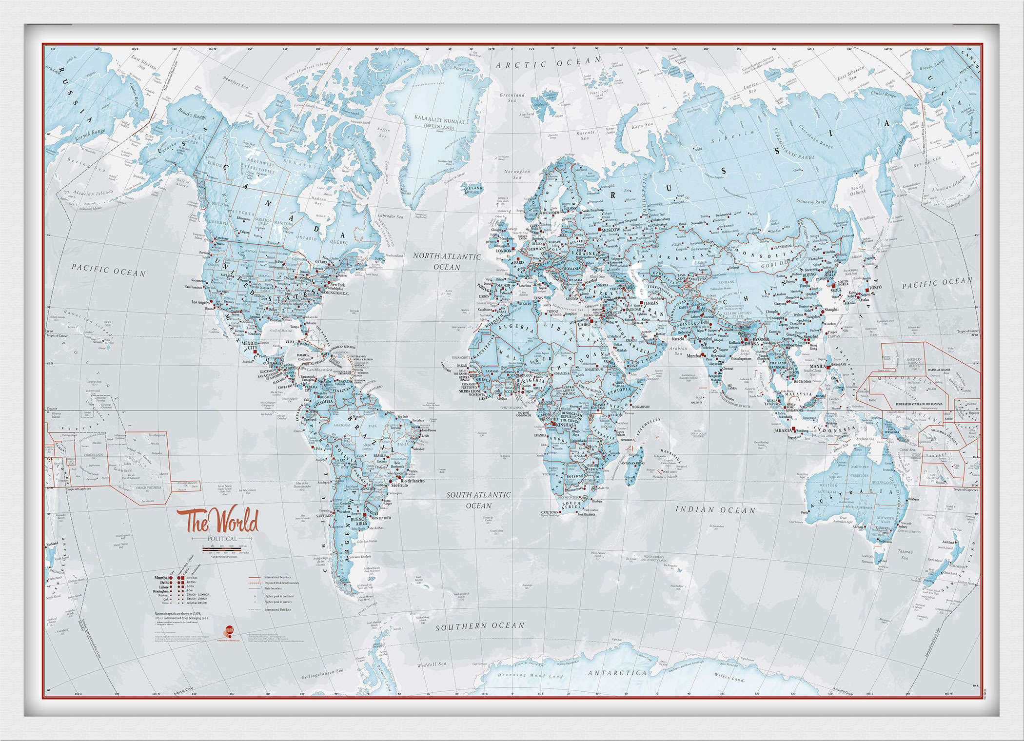 WM01226_S_BWWHI - The World Is Art - Wall Map Aqua