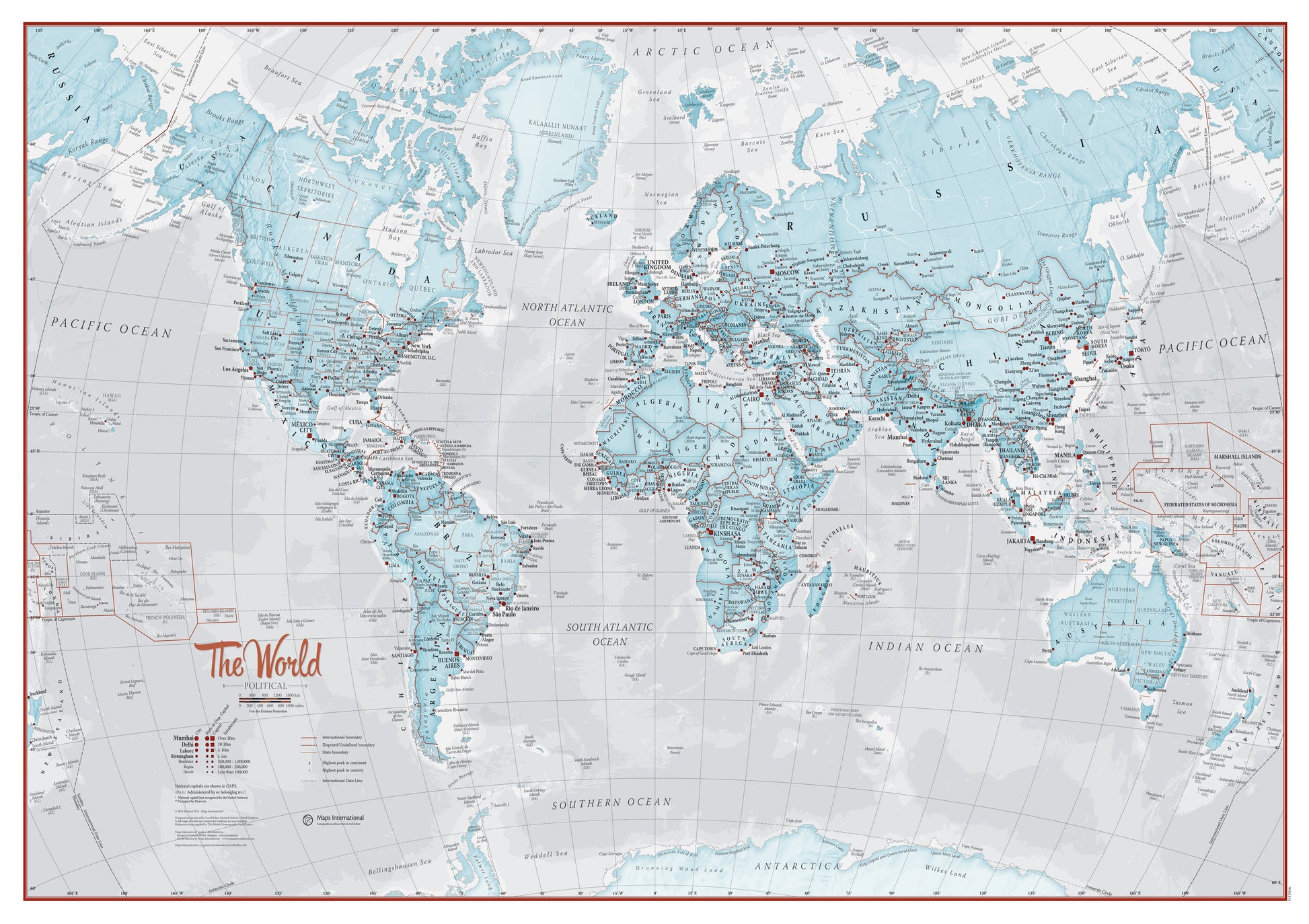 WM01226_S_PAPER - The World Is Art - Wall Map Aqua
