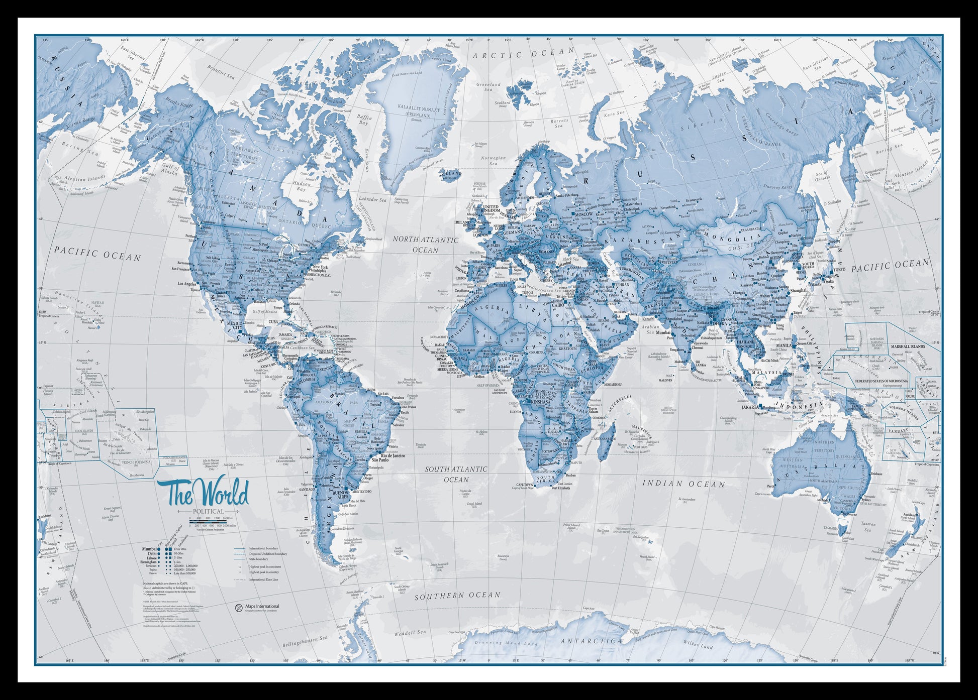 WM00272_S_PINBL - The World Is Art - Wall Map Blue