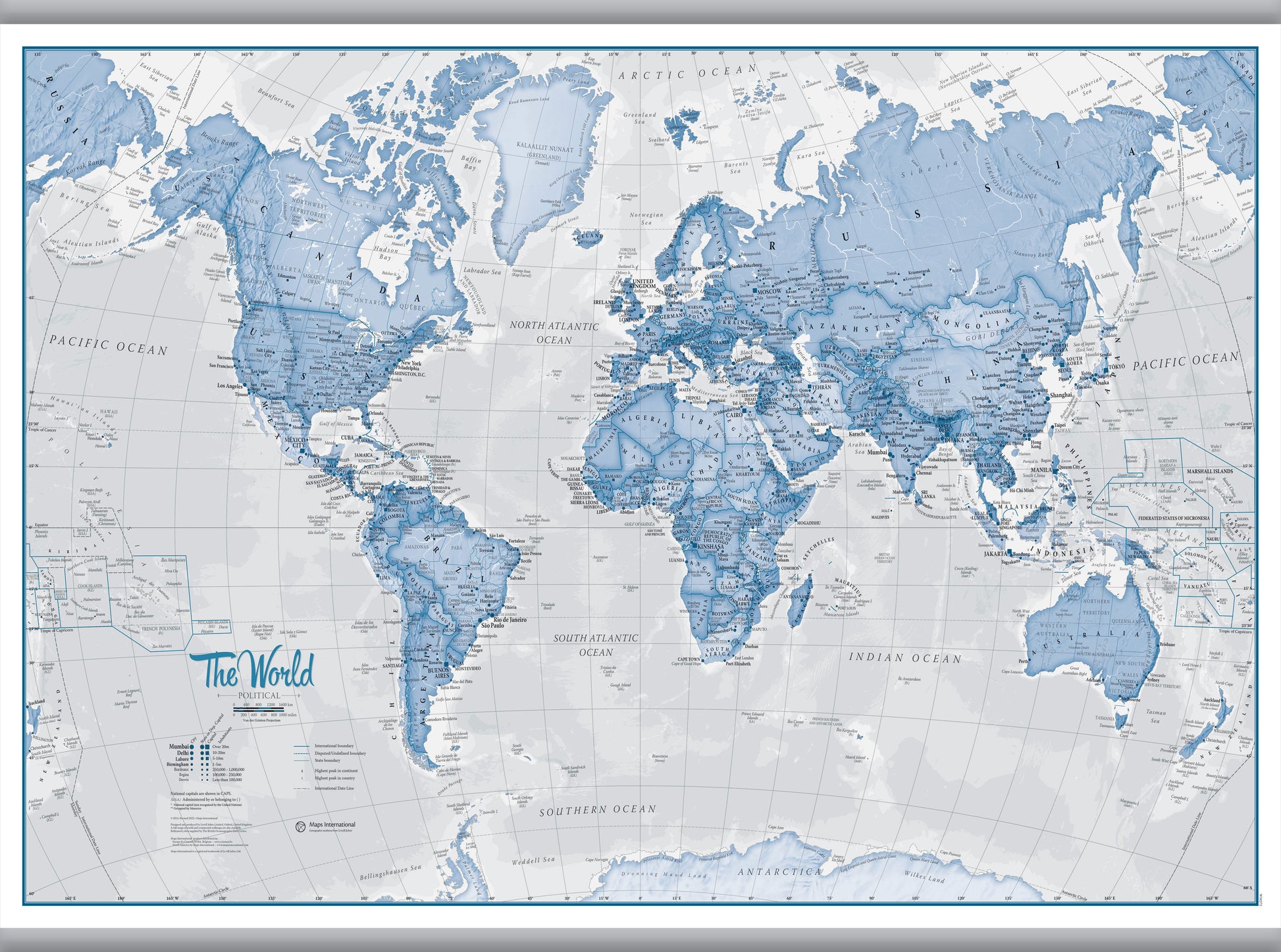 WM00272_L_LAMHB - The World Is Art - Wall Map Blue
