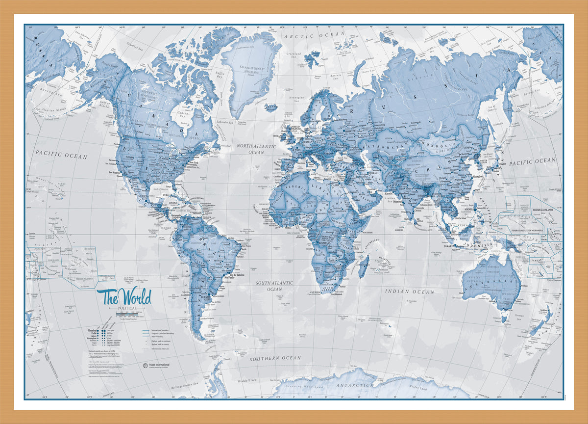 WM00272_M_BWOAK - The World Is Art - Wall Map Blue