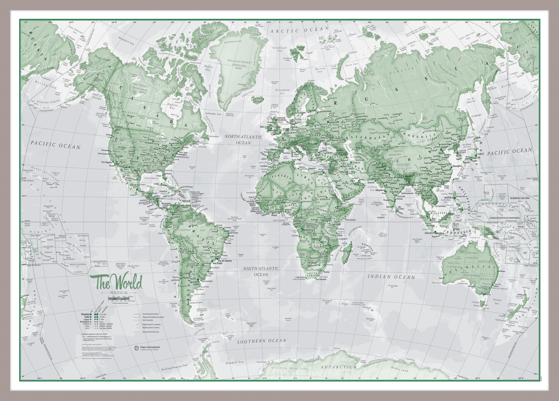 WM00274_S_PINAL - The World Is Art - Wall Map Green