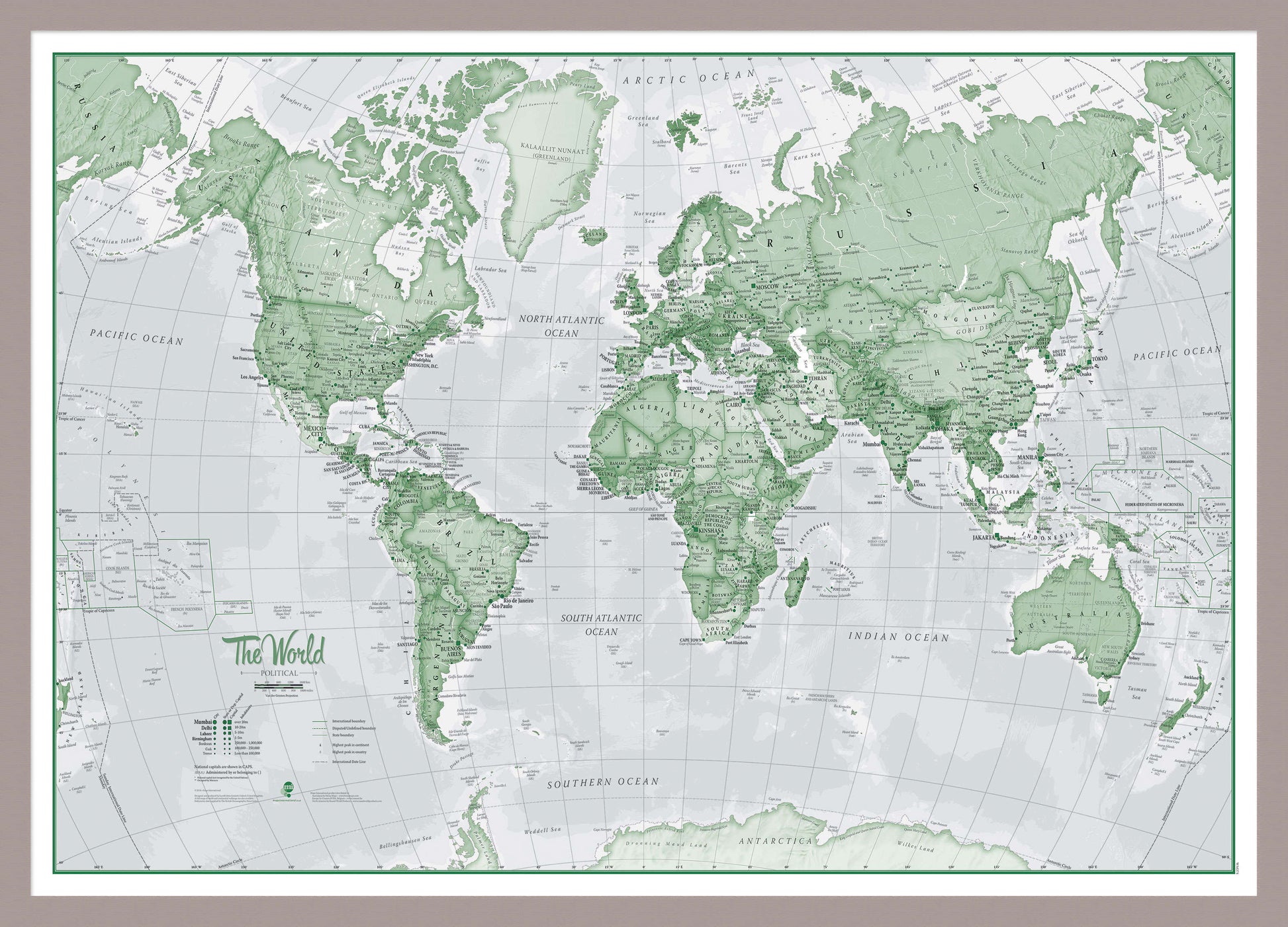 WM00274_M_MGFAL - The World Is Art - Wall Map Green