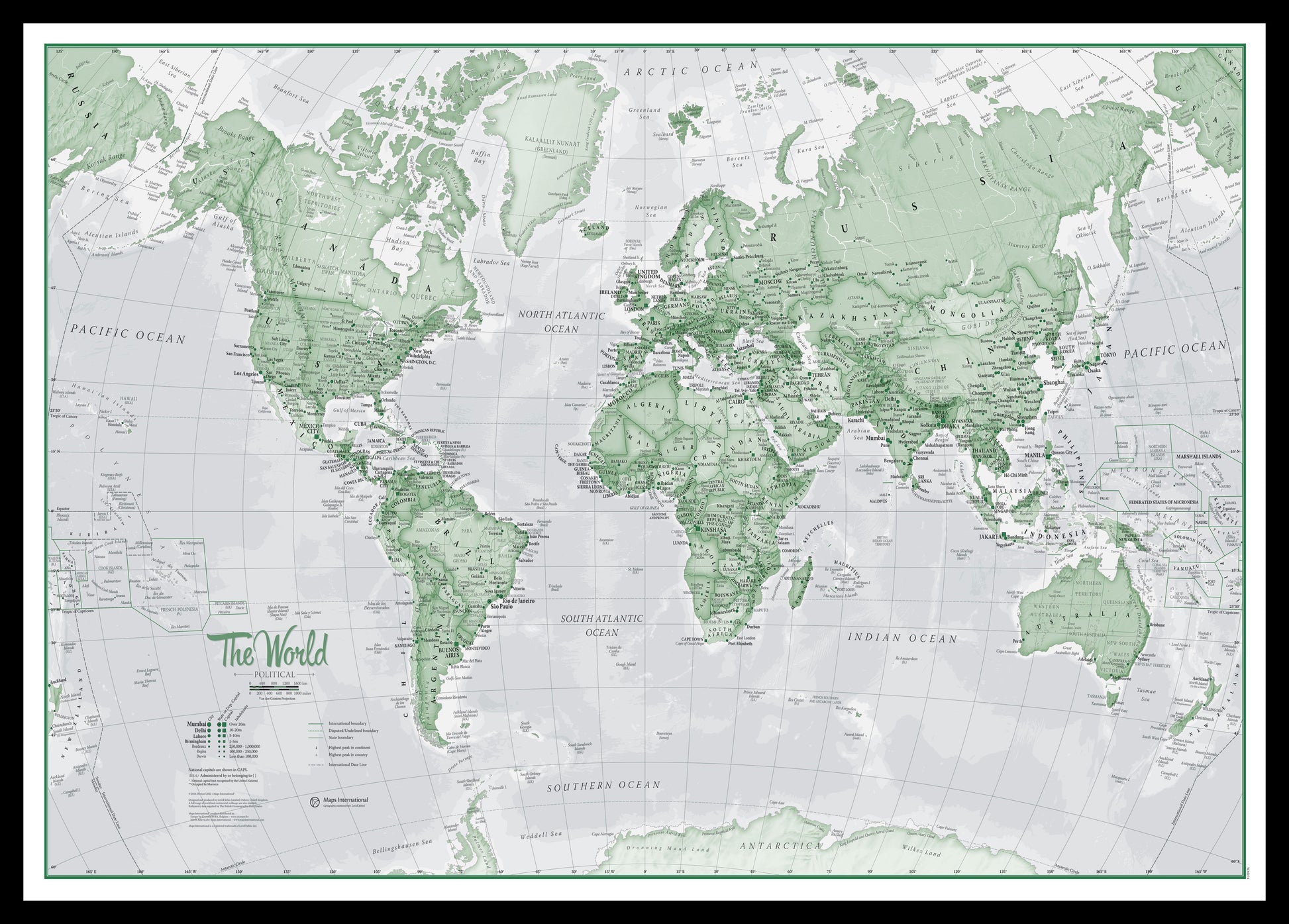 WM00274_S_PINBL - The World Is Art - Wall Map Green