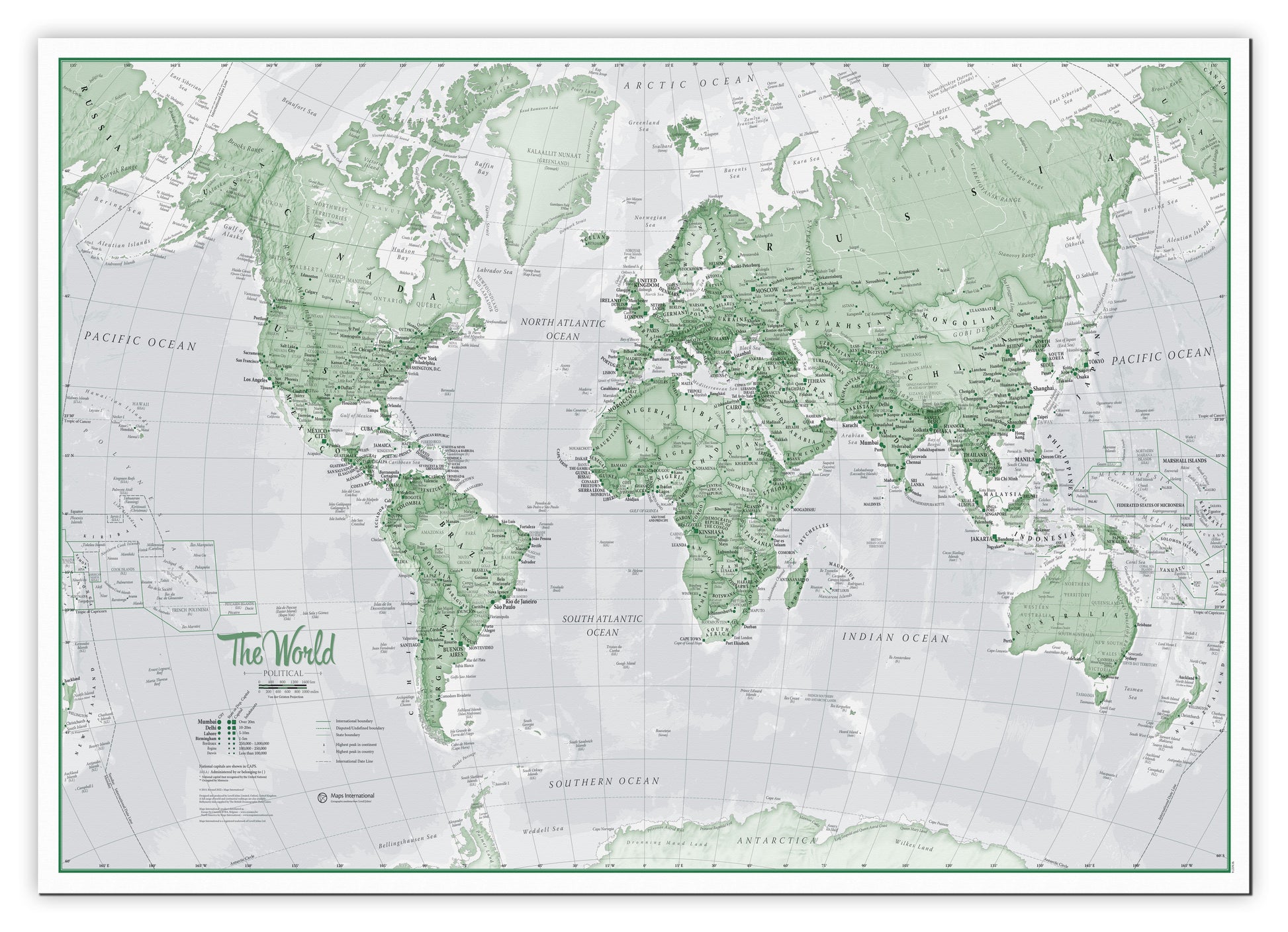 WM00274_M_CANVA - The World Is Art - Wall Map Green
