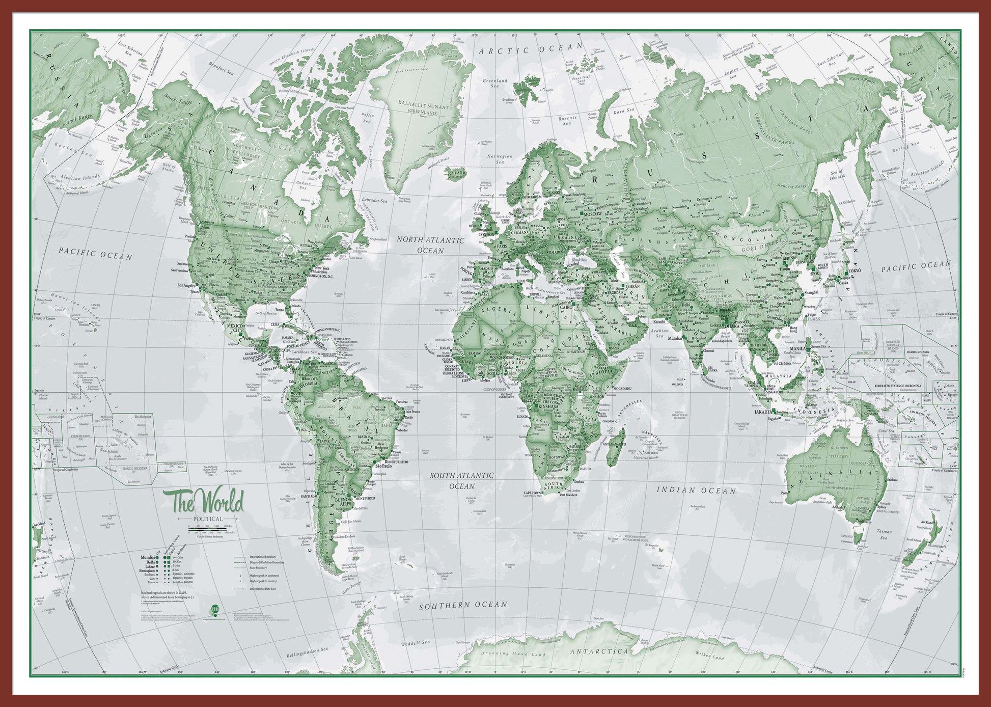 WM00274_L_LBDOK - The World Is Art - Wall Map Green