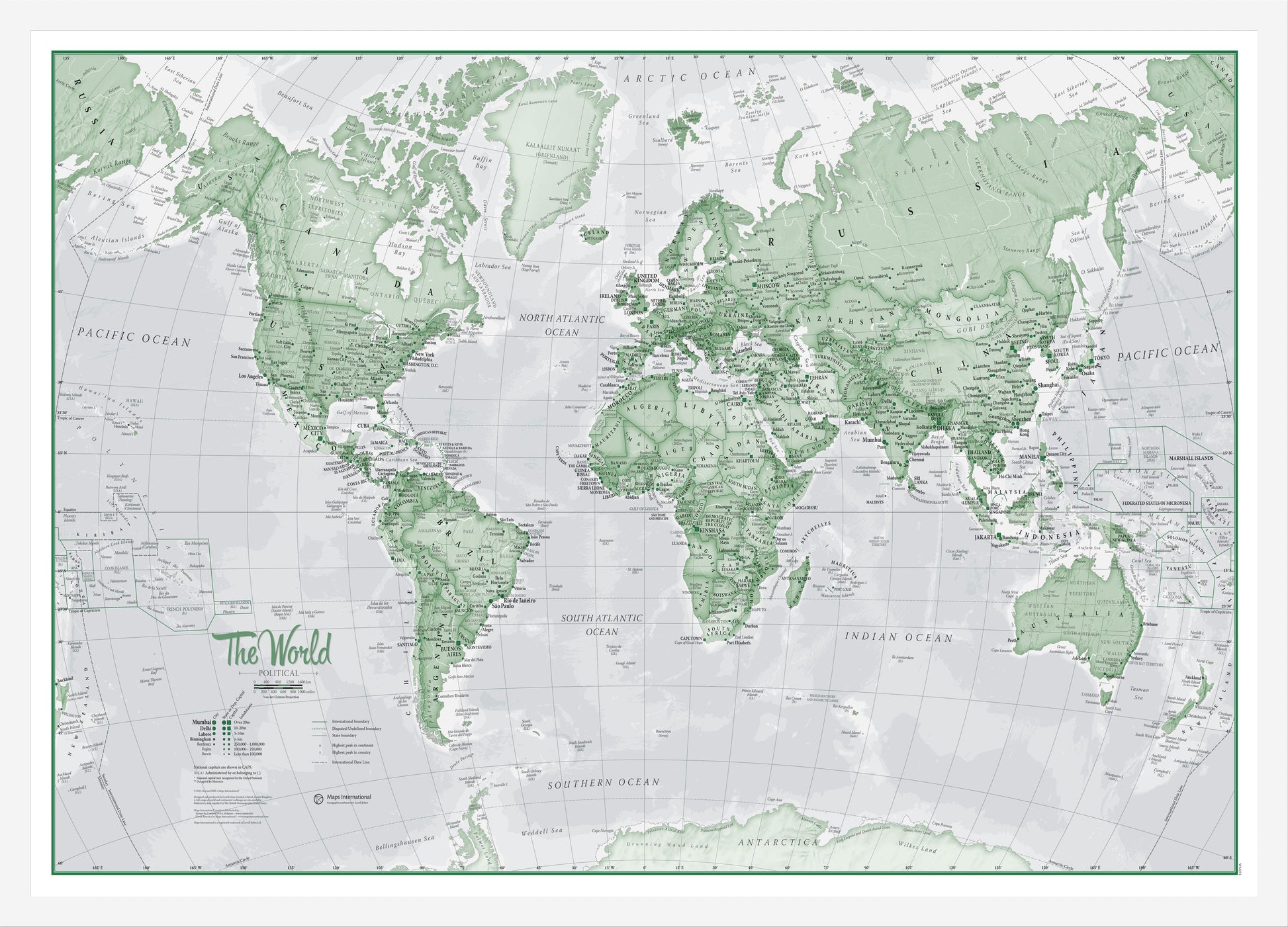 WM00274_M_WDWHI - The World Is Art - Wall Map Green