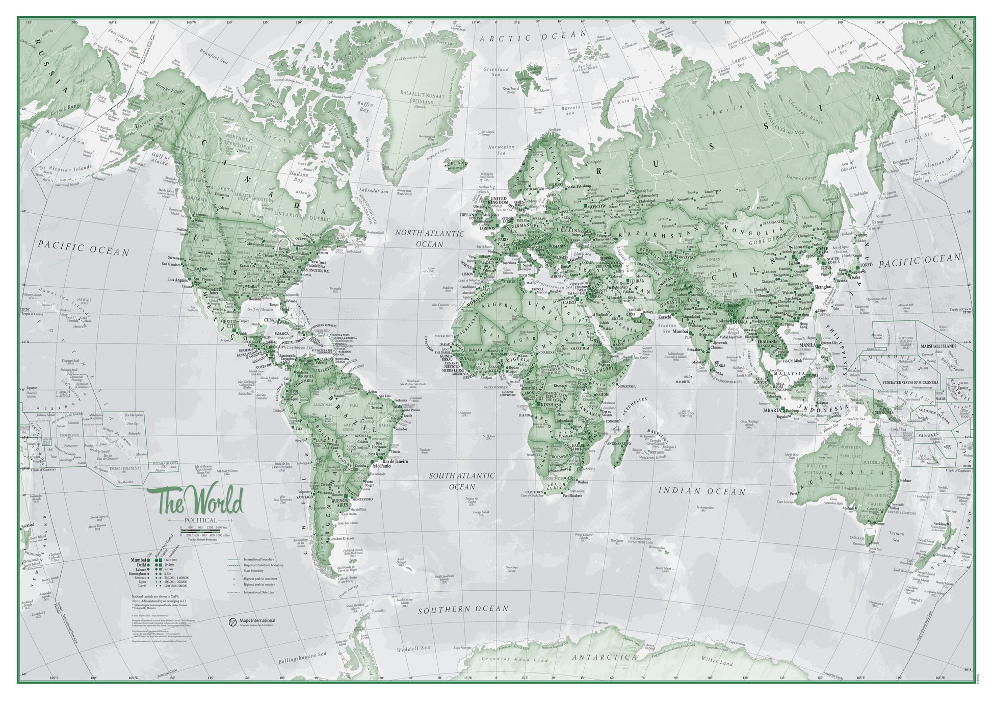 WM00274_S_LAMIN - The World Is Art - Wall Map Green