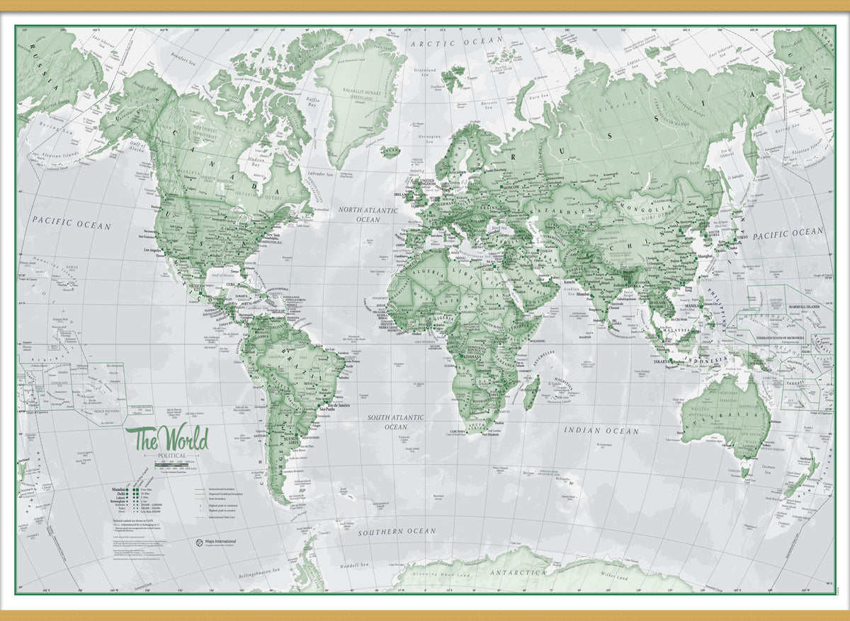 WM00274_S_CWDHB - The World Is Art - Wall Map Green