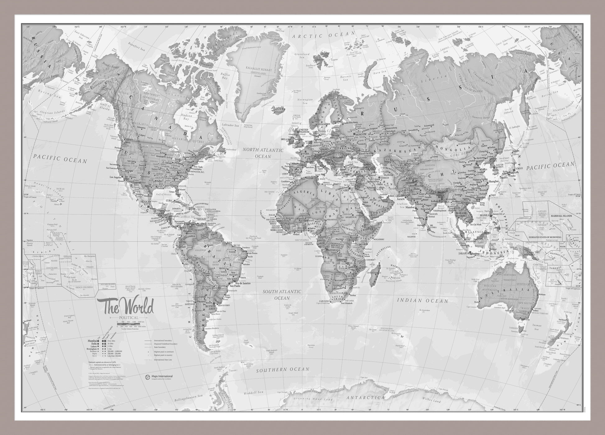 WM01643_M_PINAL - The World Is Art - Wall Map Grey