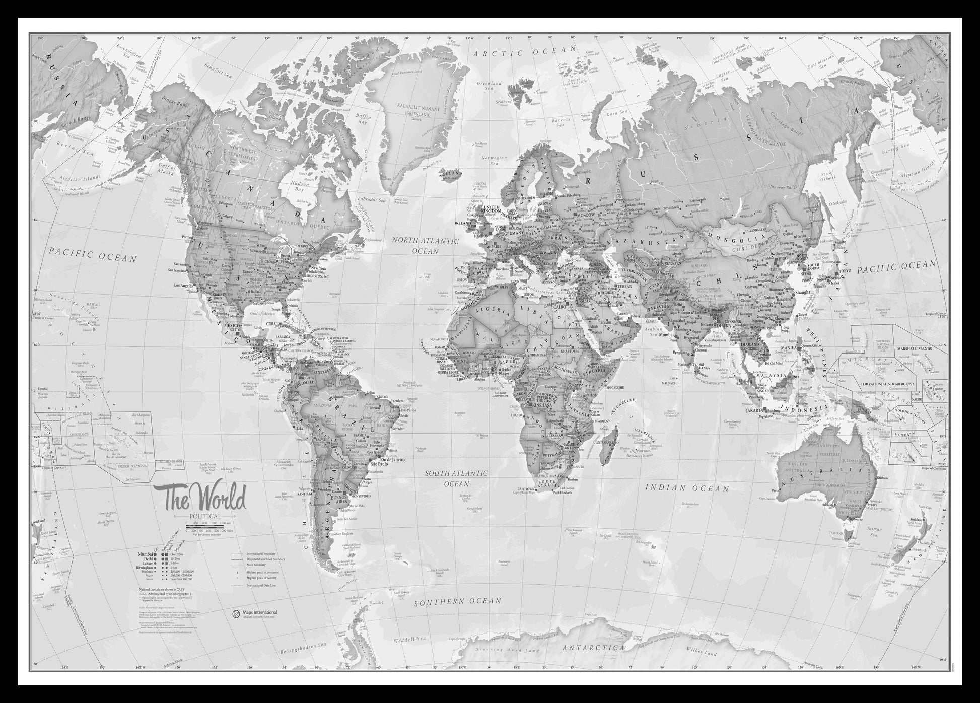WM01643_M_PINBL - The World Is Art - Wall Map Grey
