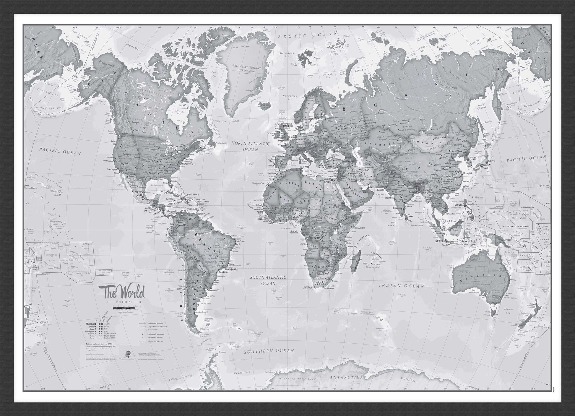 WM01643_M_BWBLA - The World Is Art - Wall Map Grey