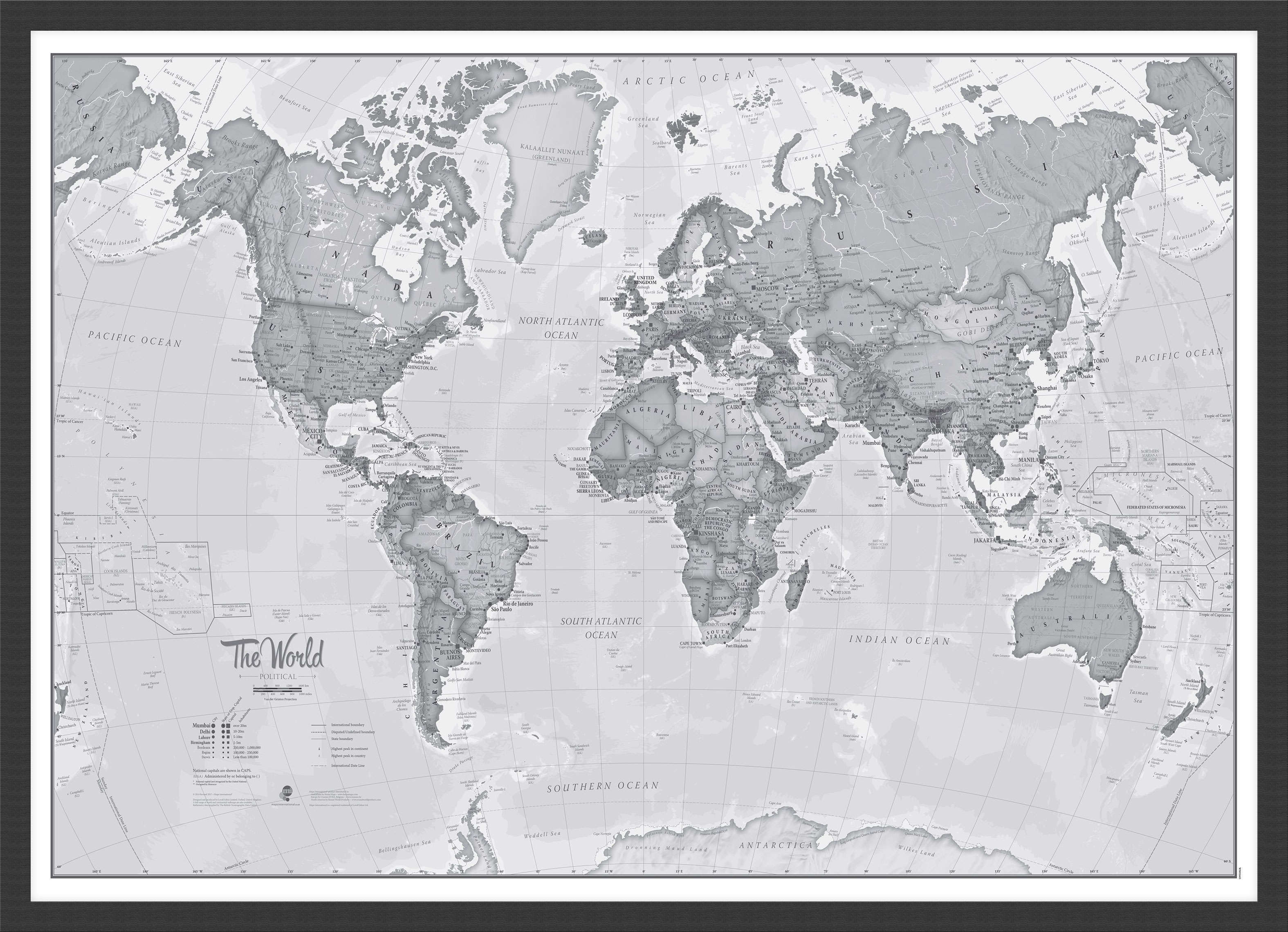 WM01643_M_BWBLA - The World Is Art - Wall Map Grey