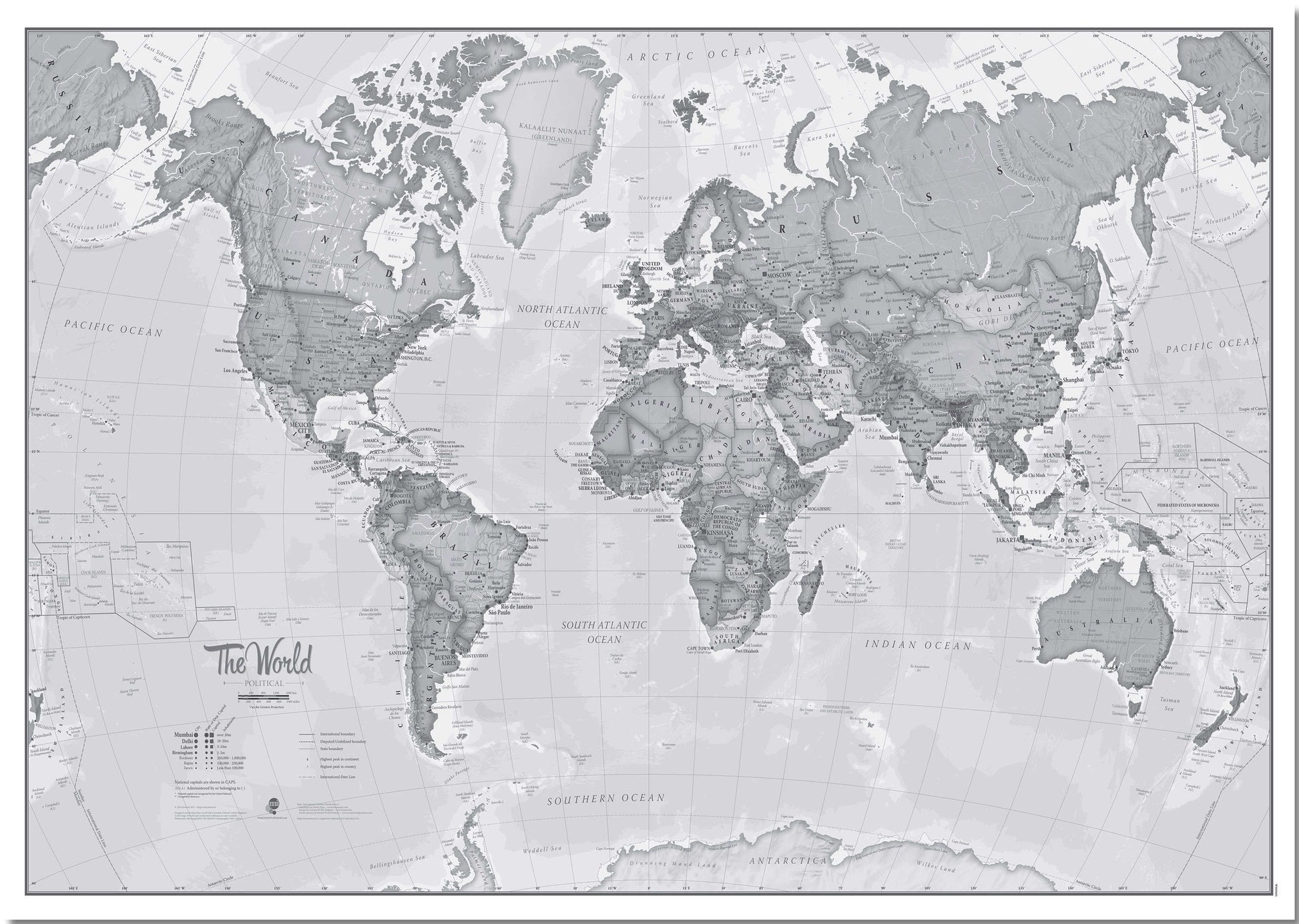 WM01643_M_PNBRD - The World Is Art - Wall Map Grey