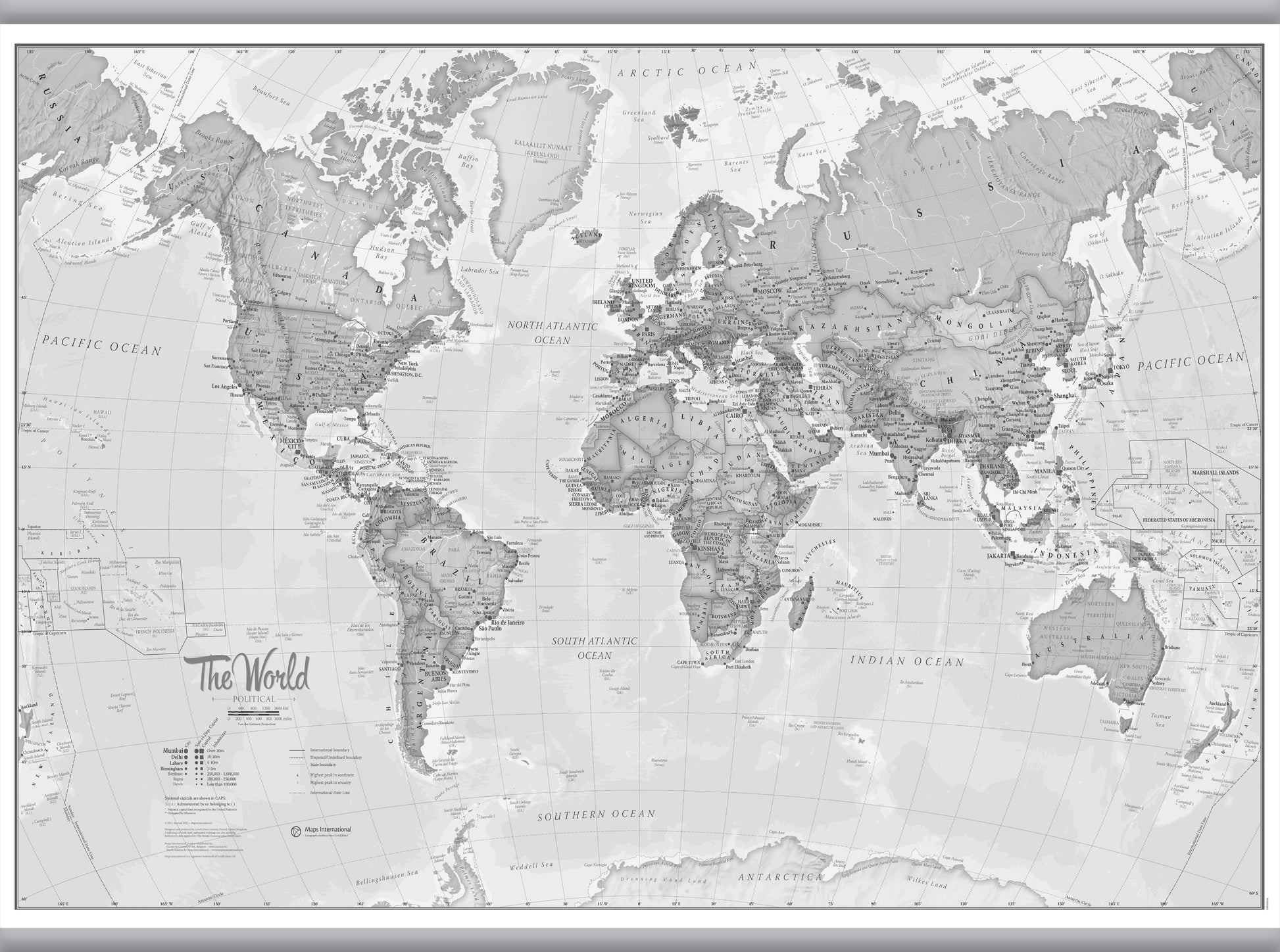 The World Is Art Wall Map Grey Hanging Bars Hangb