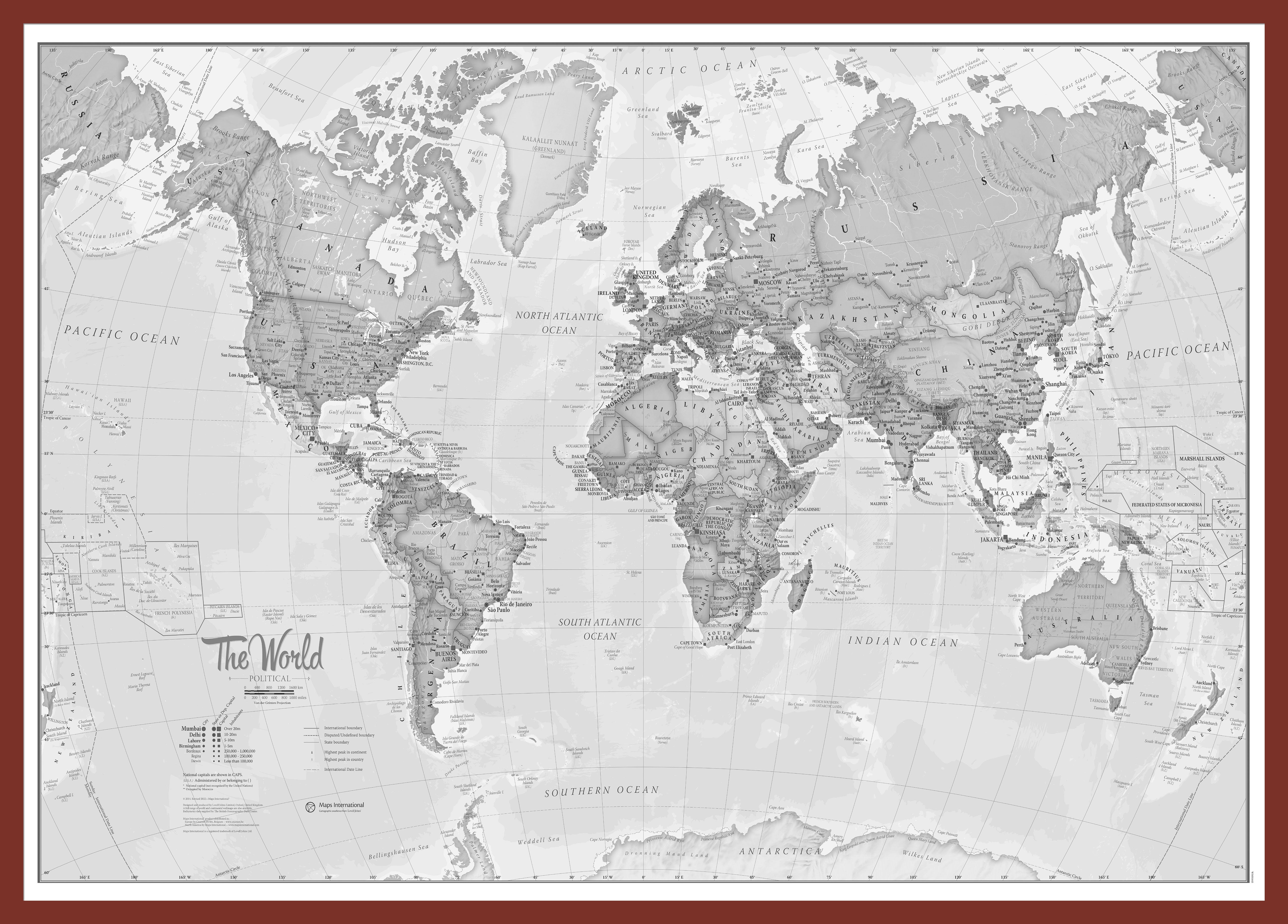 The World Is Art Wall Map Grey Oak Frame Pinok