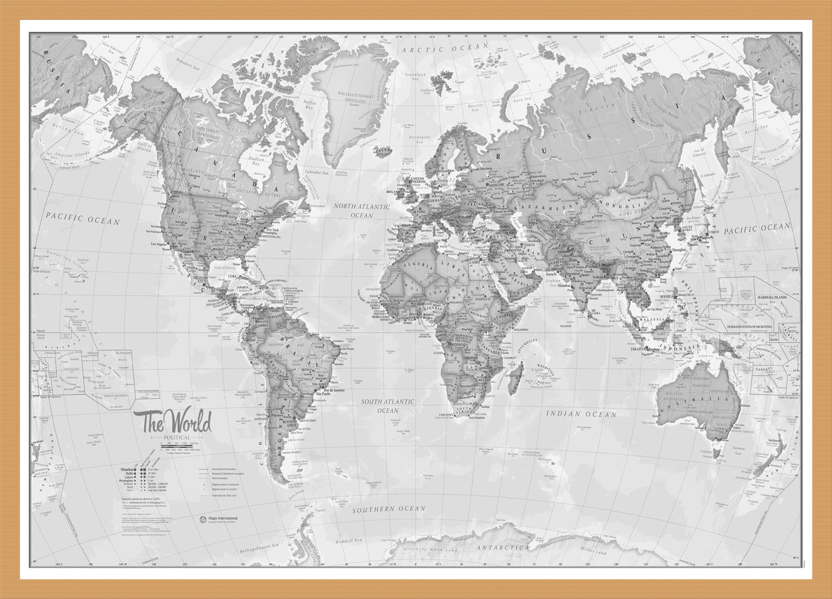 WM01643_M_WDOAK - The World Is Art - Wall Map Grey
